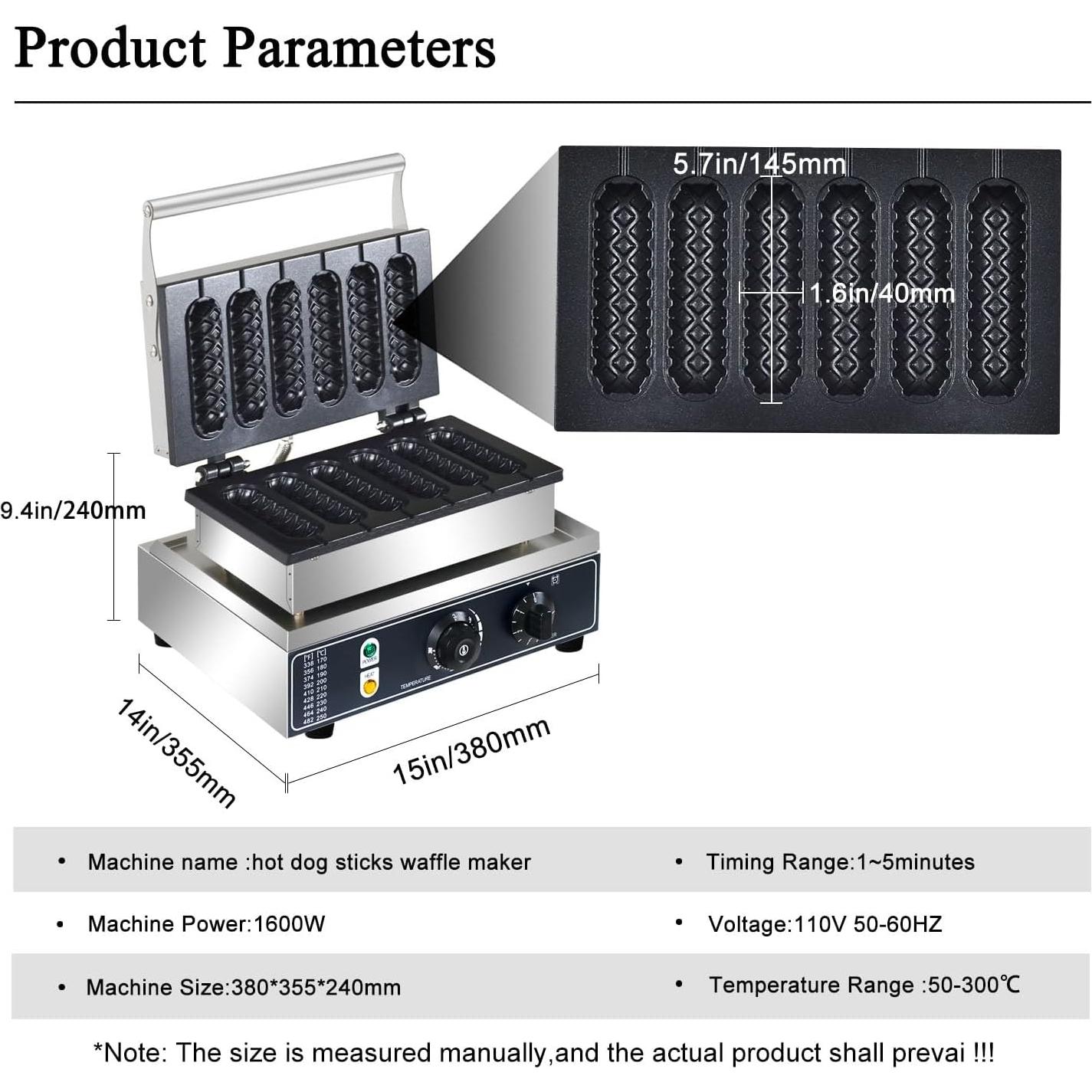 Máquina de Waffles de Perro AEYDJXMER 1600W 6 Rebanadas