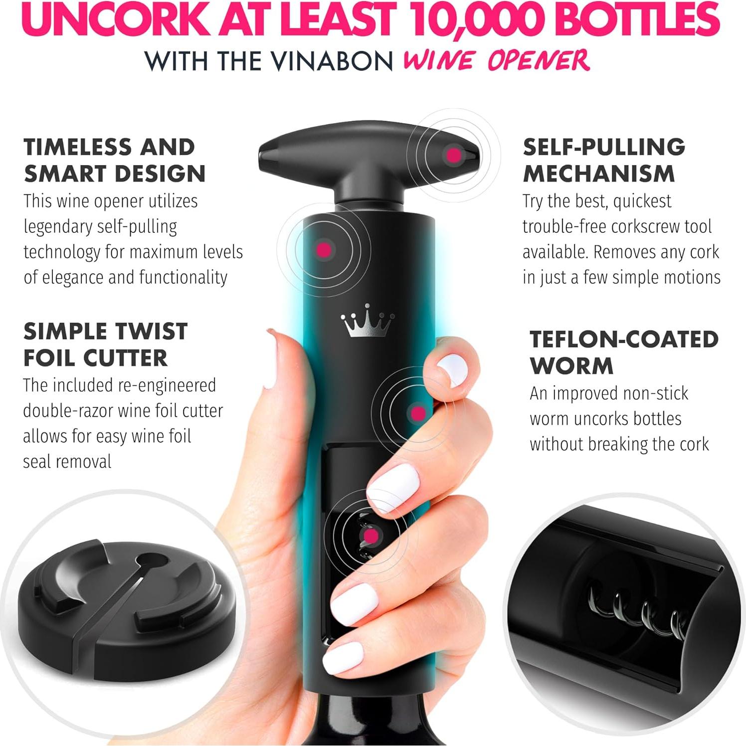 Abridor de Vino Auto-Extractor VINABON - Sacacorchos 2025