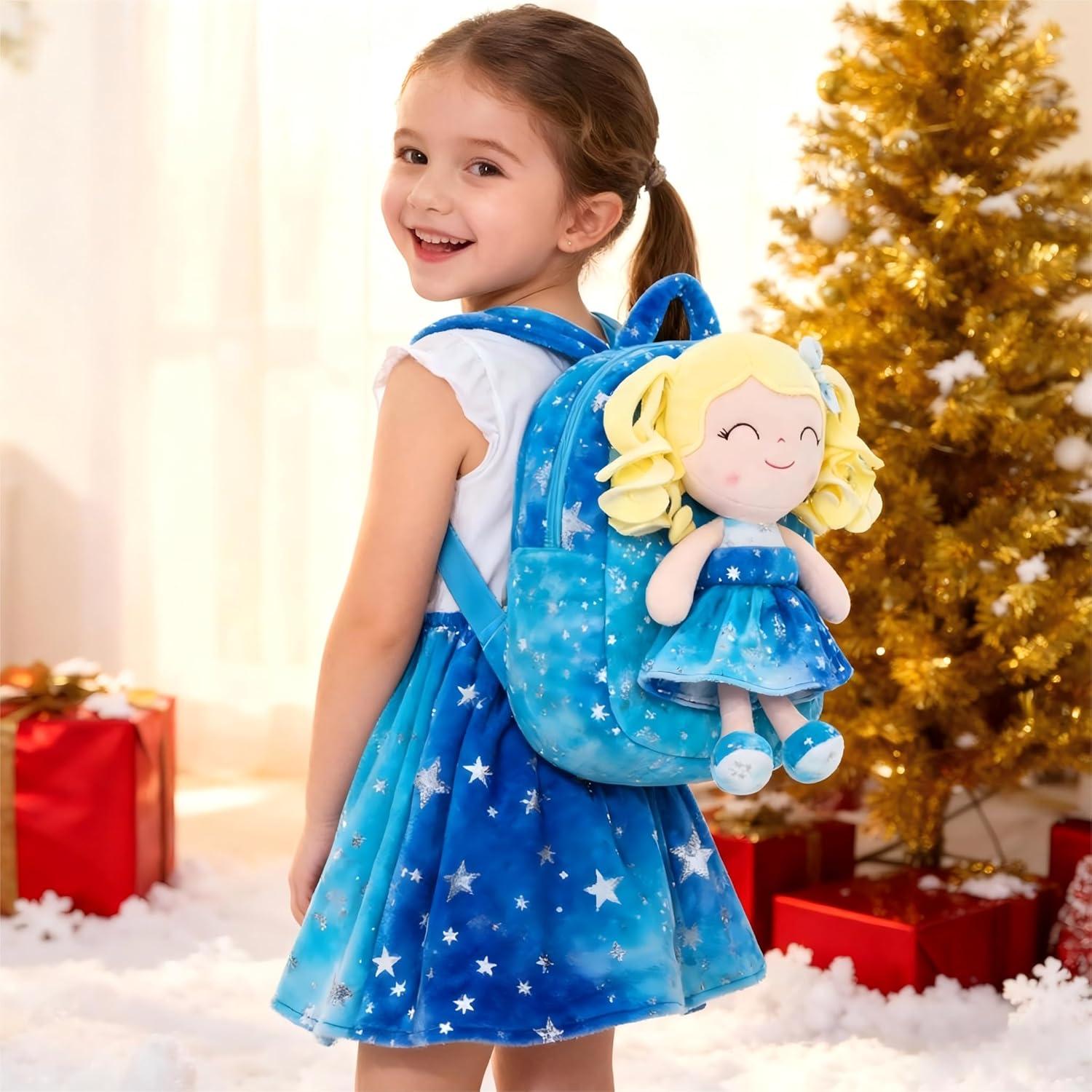 Mochila Gloveleya Azul con Estrellas para Niñas 22.86 cm