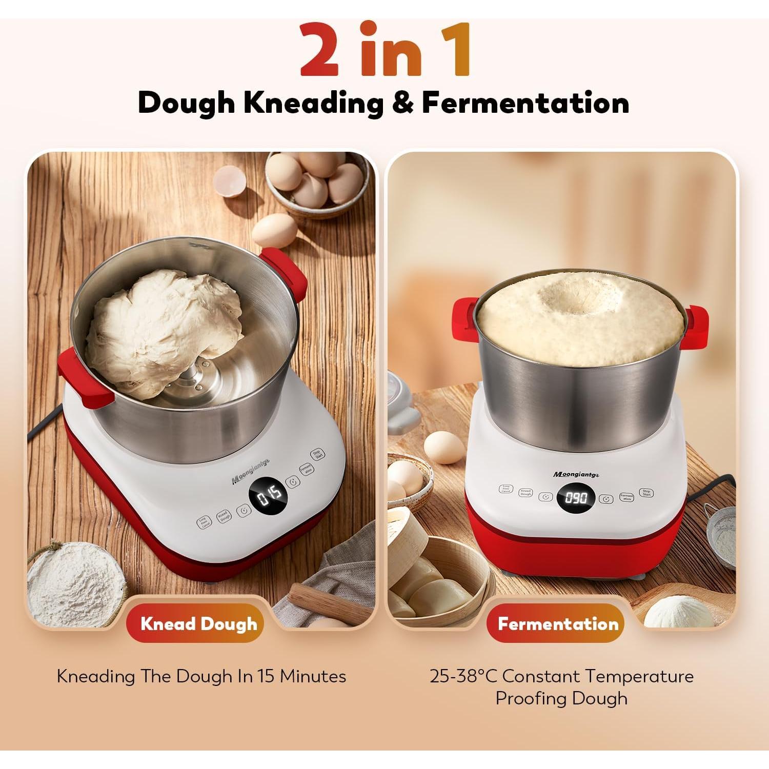 Amasadora de Masa Moongiantgo 5L 200W Táctil Acero Inoxidable