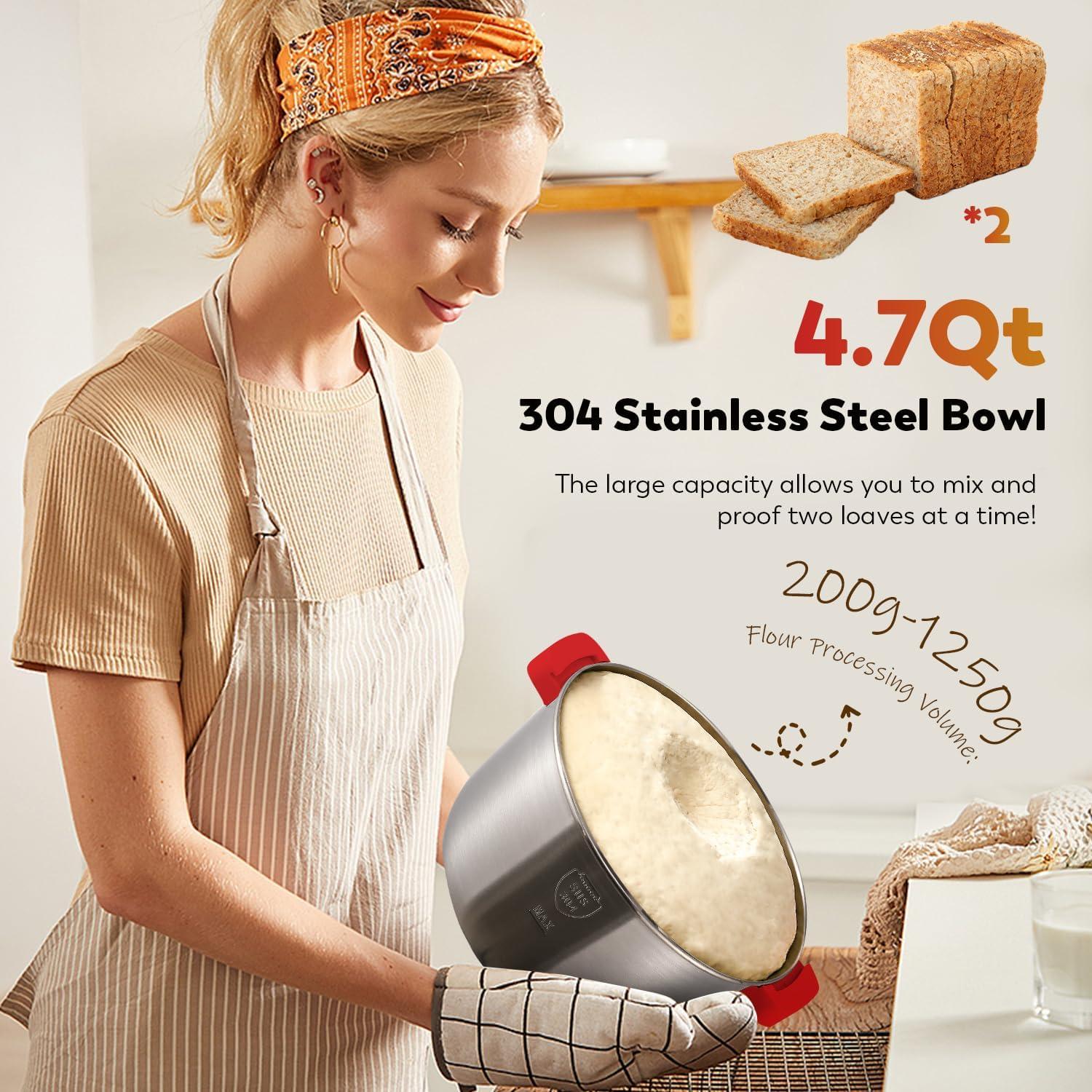 Amasadora de Masa Moongiantgo 5L 200W Táctil Acero Inoxidable