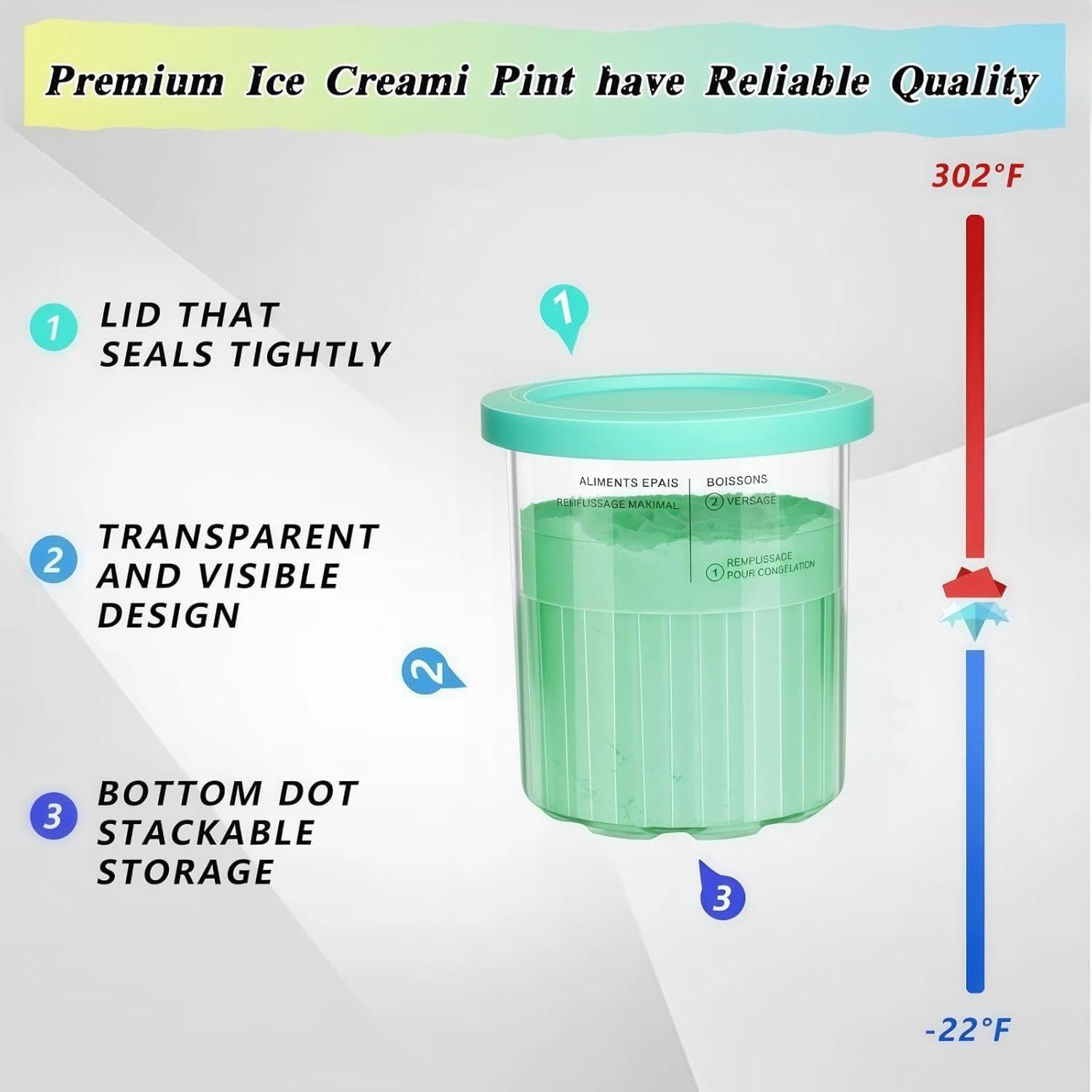 Pints de Helado Ninja Creami Deluxe 24 oz 2 Pack Azul/Amarillo