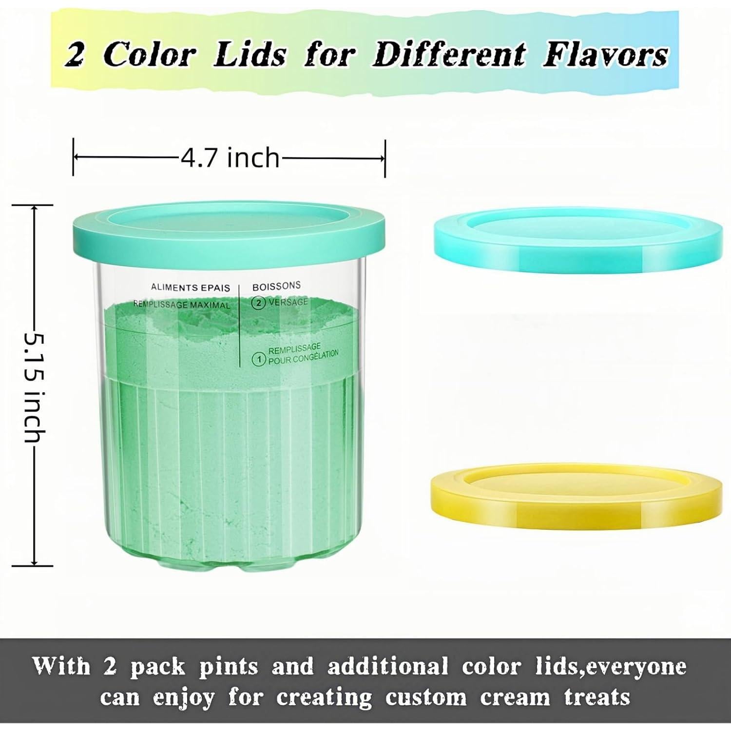 Pints de Helado Ninja Creami Deluxe 24 oz 2 Pack Azul/Amarillo