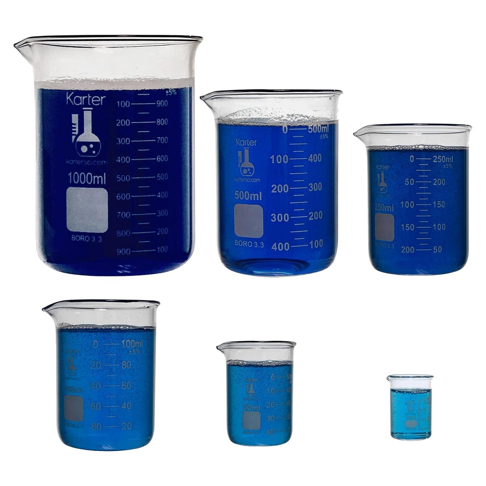 Vasos de Precipitados Karter Scientific 6 Piezas 10ml a 1000ml