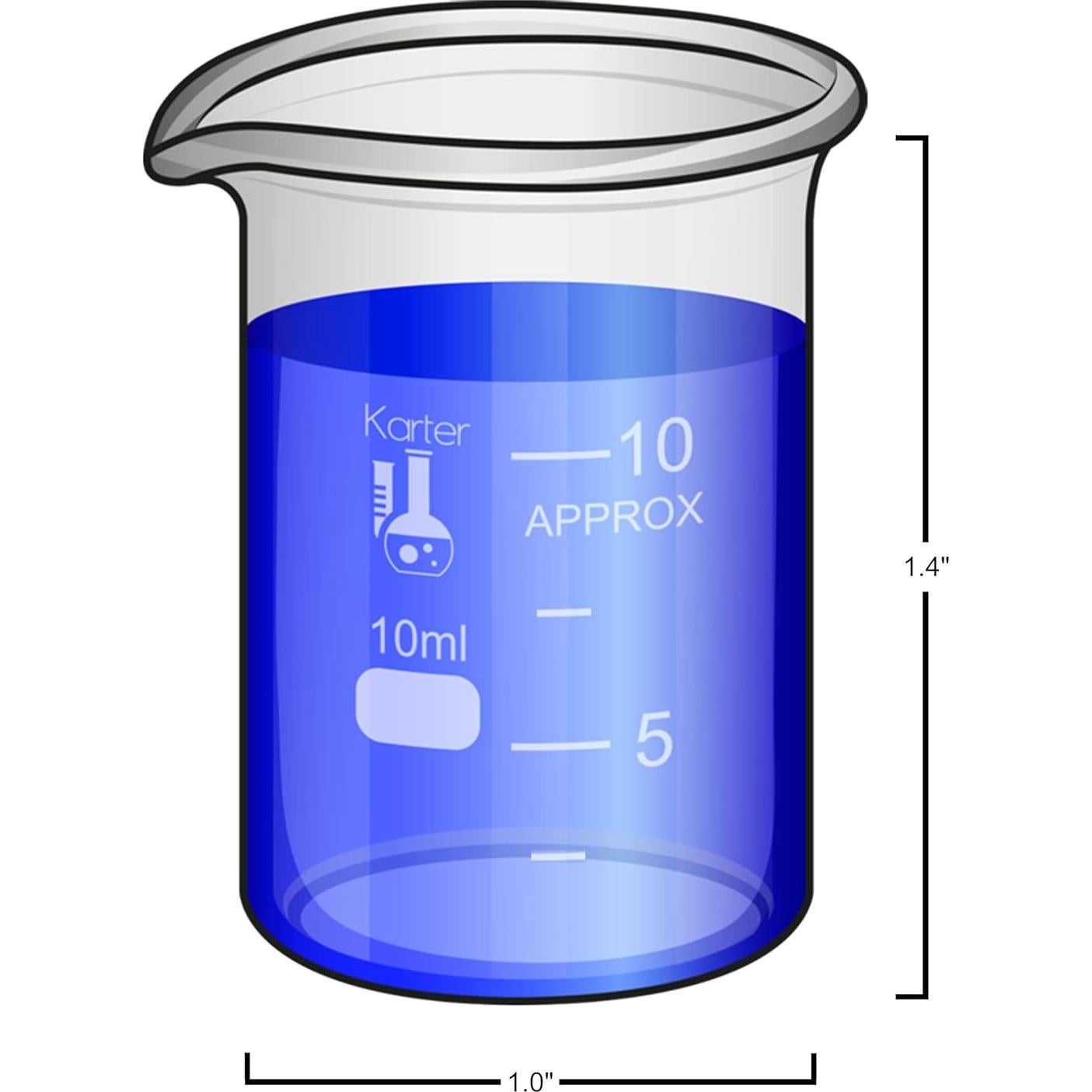 Vasos de Precipitados Karter Scientific 6 Piezas 10ml a 1000ml