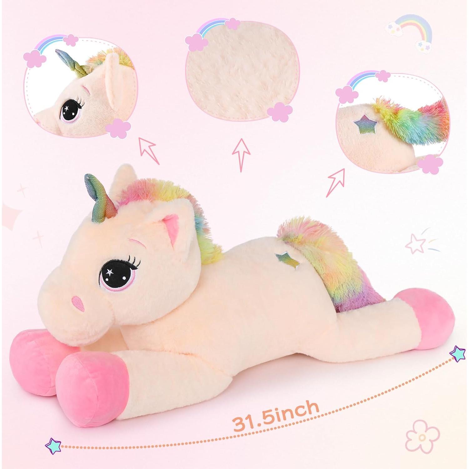 Unicornio de Peluche Tezituor 81 cm Beige para Niños
