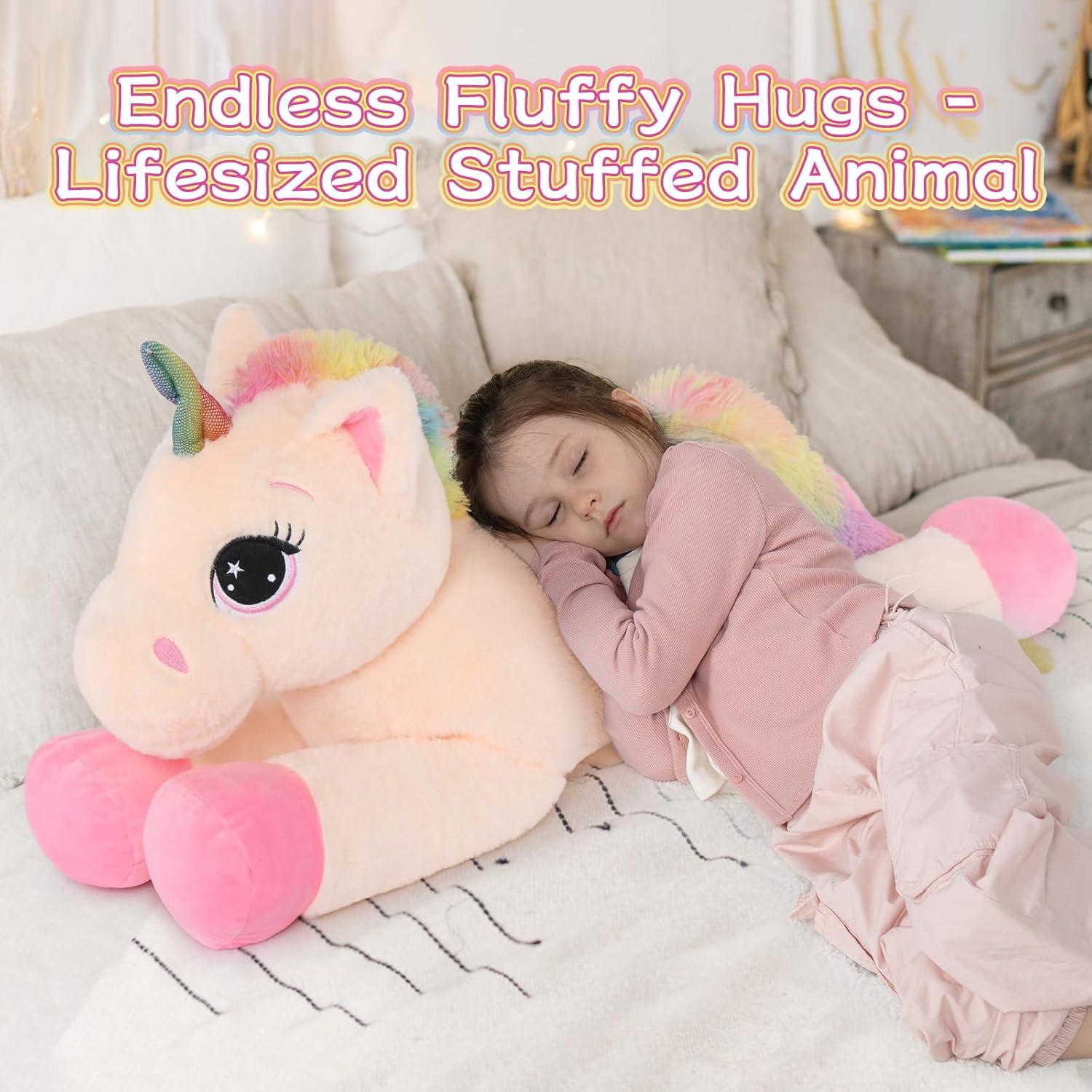 Unicornio de Peluche Tezituor 81 cm Beige para Niños