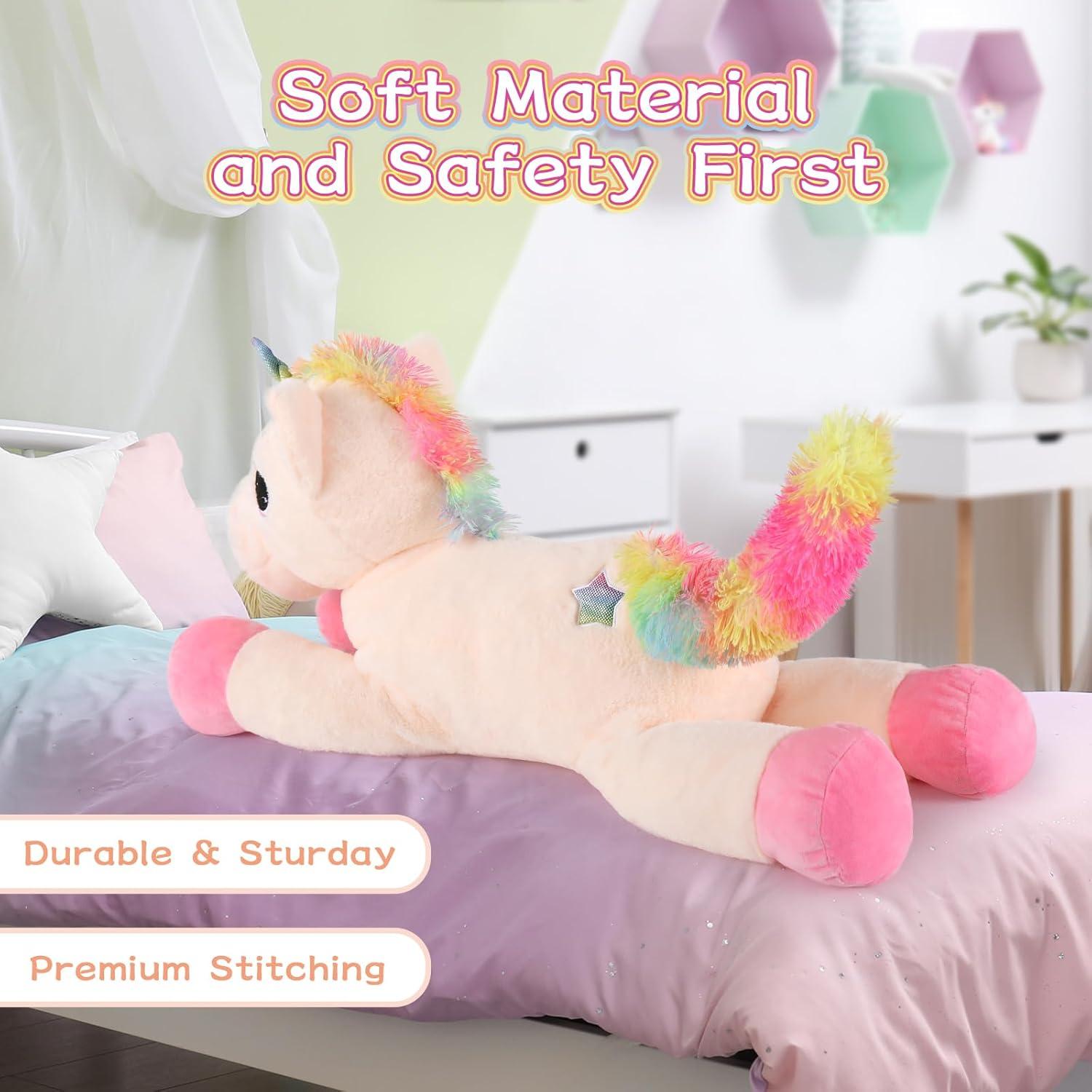 Unicornio de Peluche Tezituor 81 cm Beige para Niños