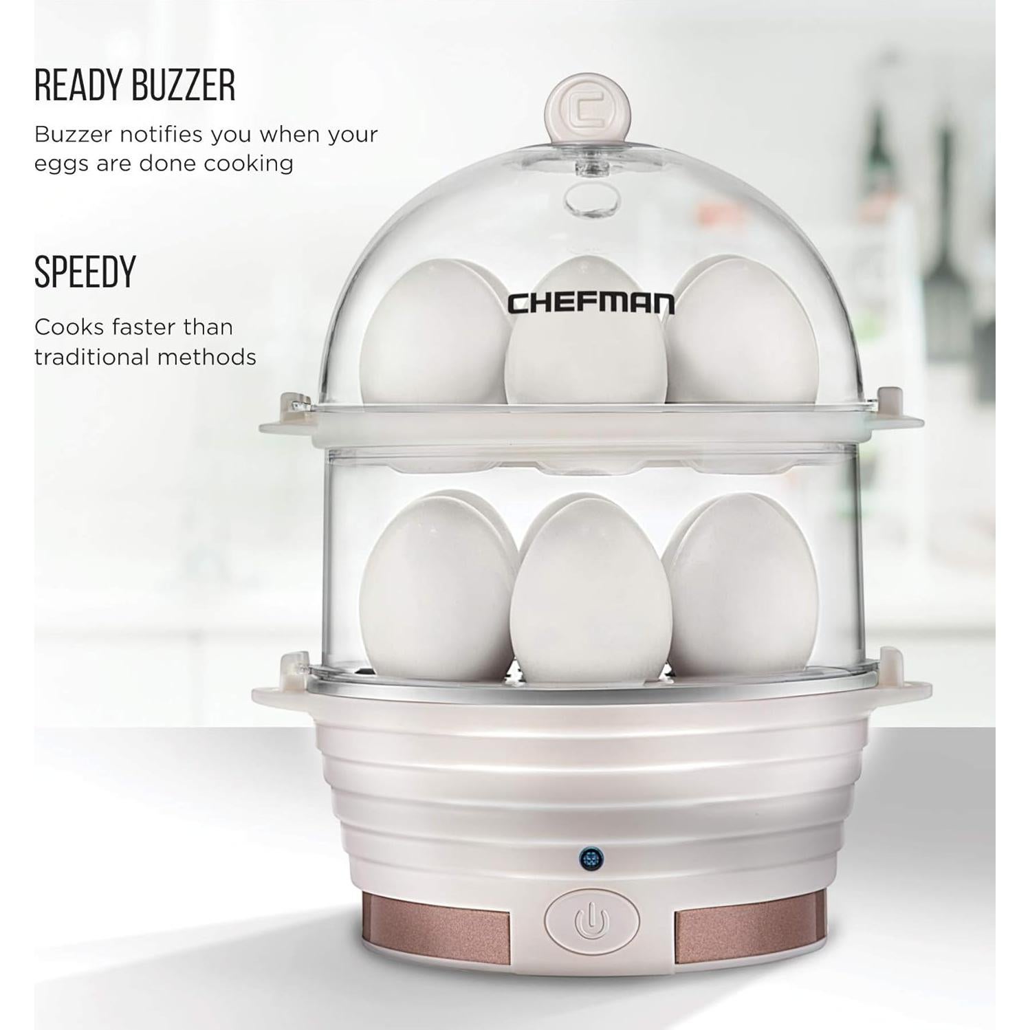 Cocinero de Huevos Chefman Eléctrico 12 Huevos Libre BPA