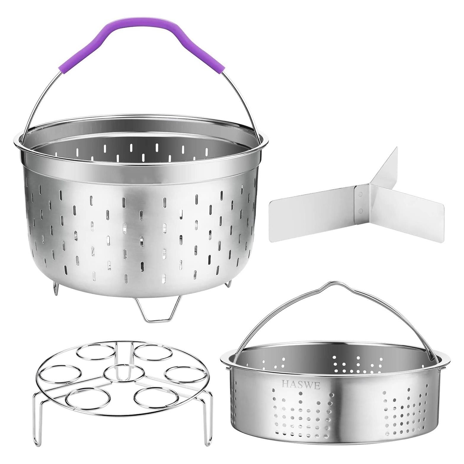 Cesta de Vapor Haswe 6 Qt Acero Inoxidable y Silicona