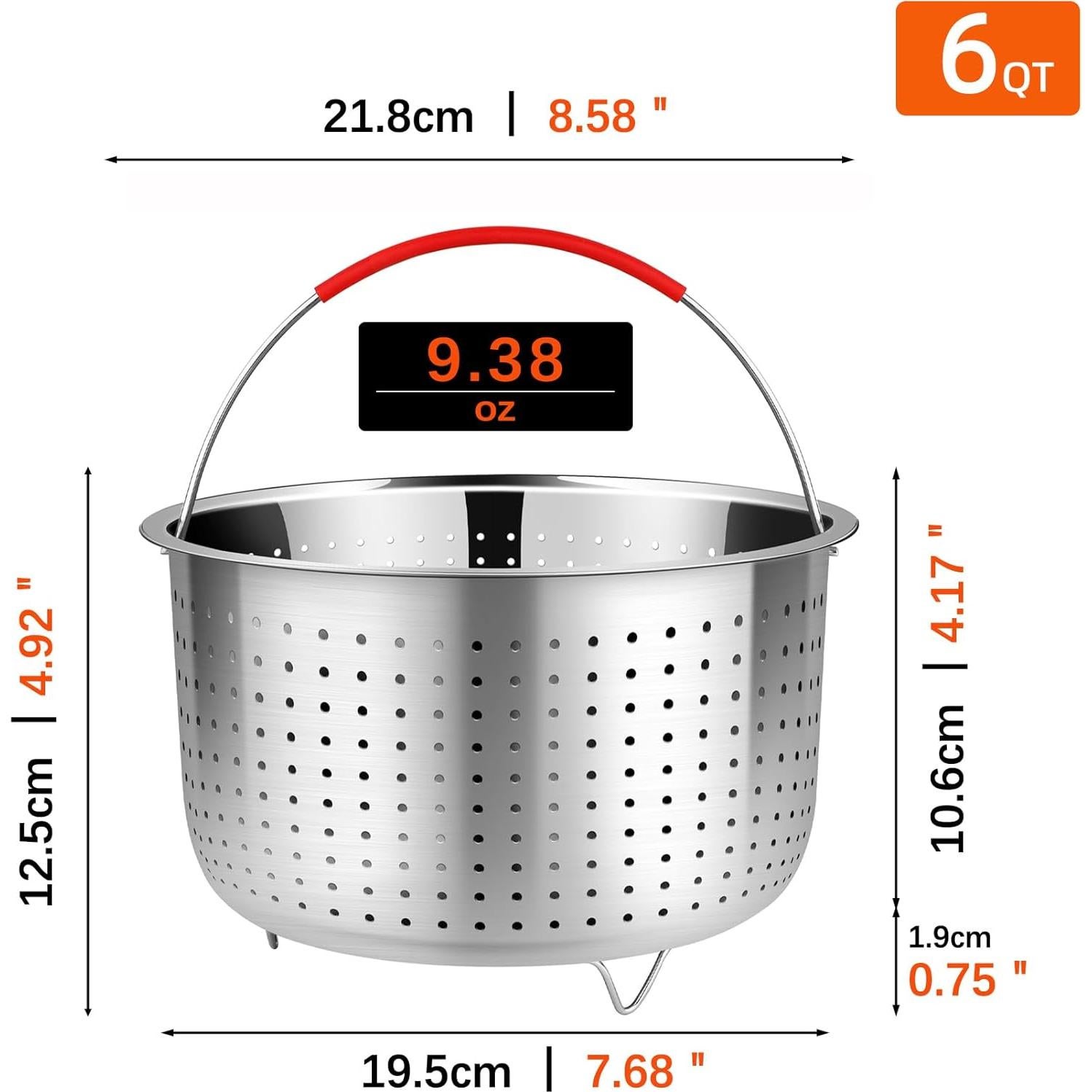 Cesta de Vapor REDANT 6 Qt Acero Inoxidable para Cocinar