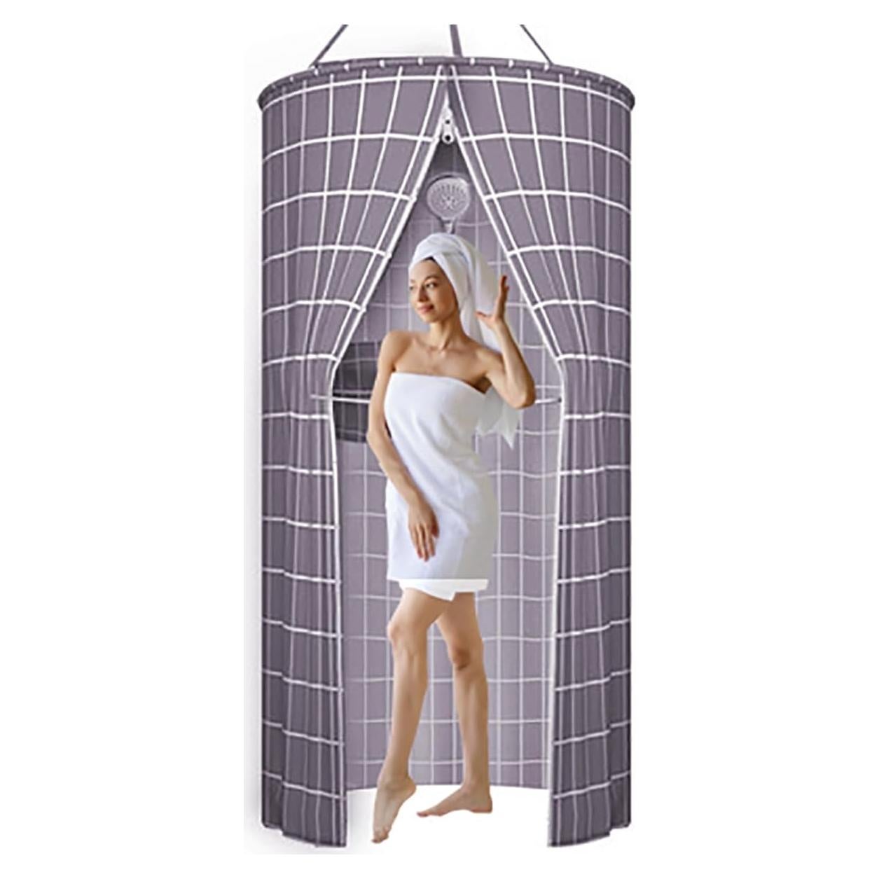 Cortina de Ducha Redonda ZVOBUEI 100x200 cm Impermeable