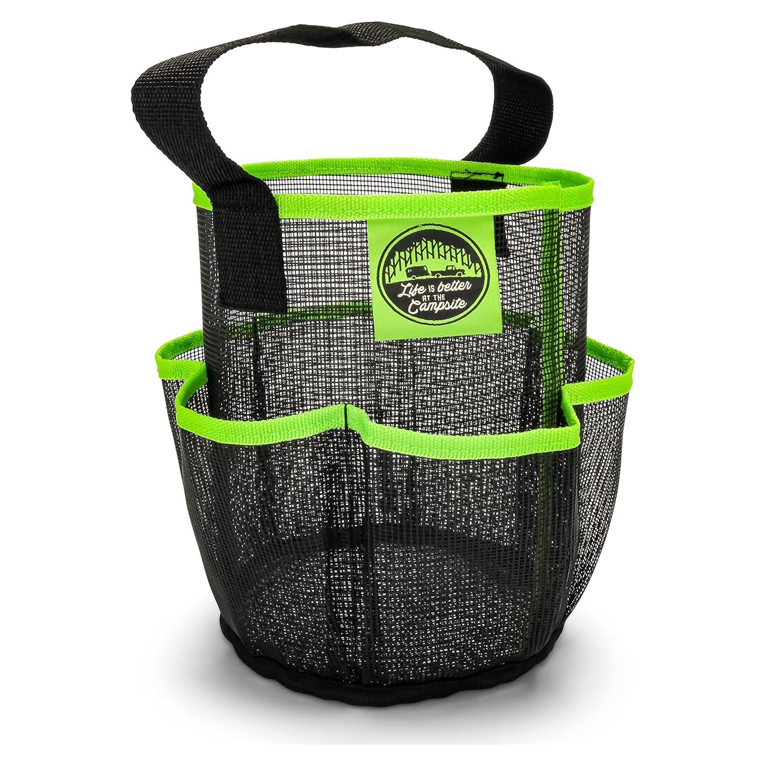 Caddy de Ducha Camco 51997 Malla Negro y Verde 22.86 cm