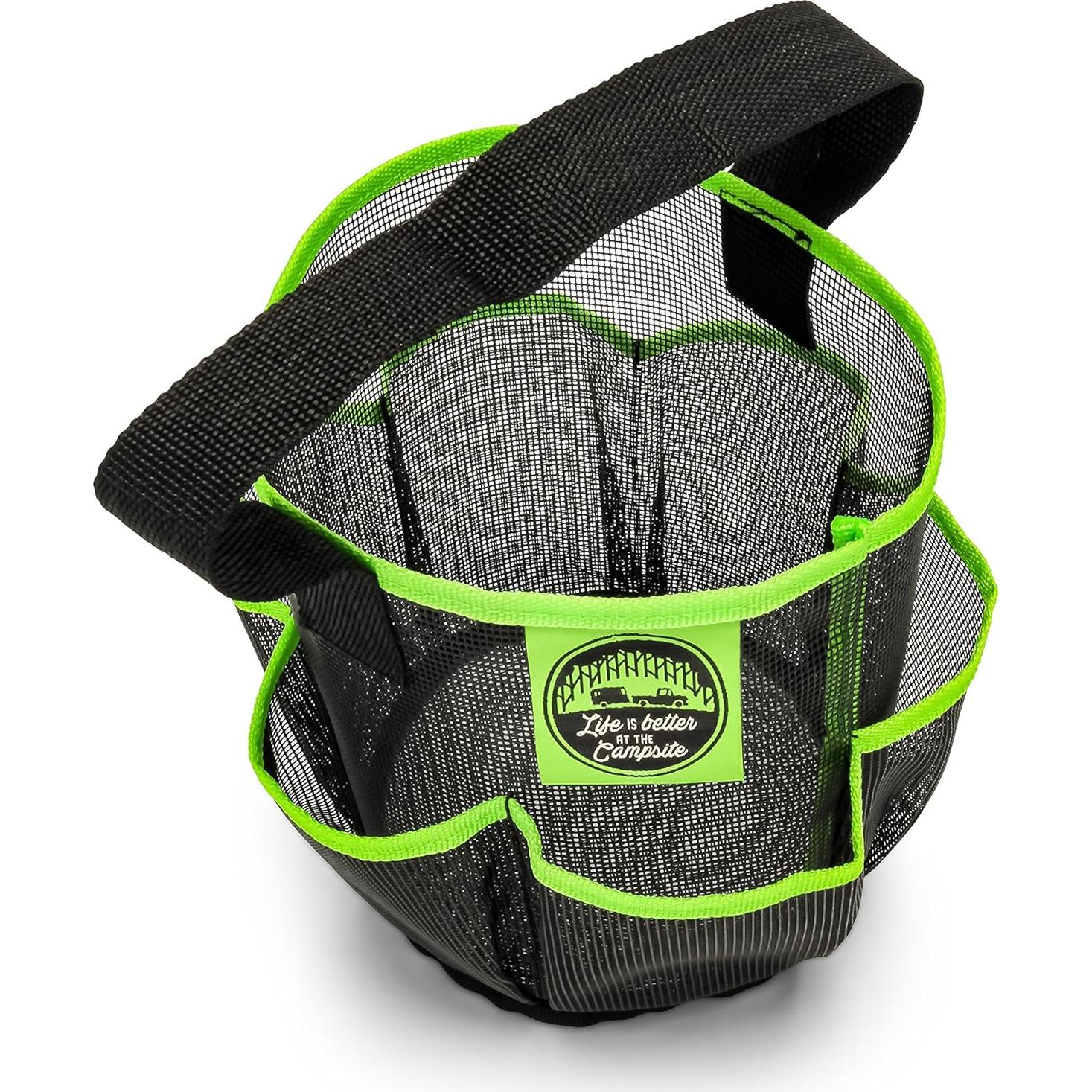 Caddy de Ducha Camco 51997 Malla Negro y Verde 22.86 cm