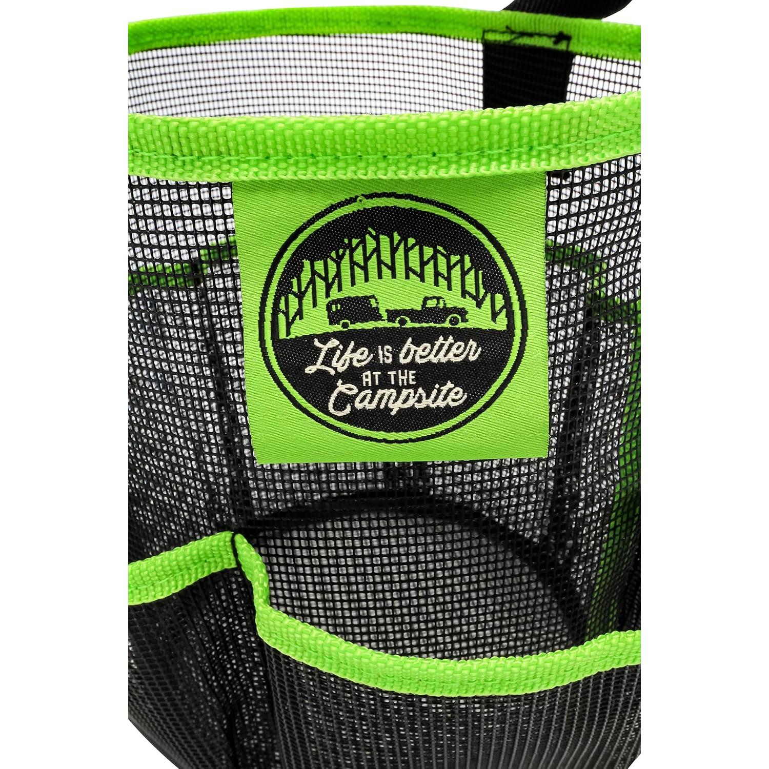 Caddy de Ducha Camco 51997 Malla Negro y Verde 22.86 cm