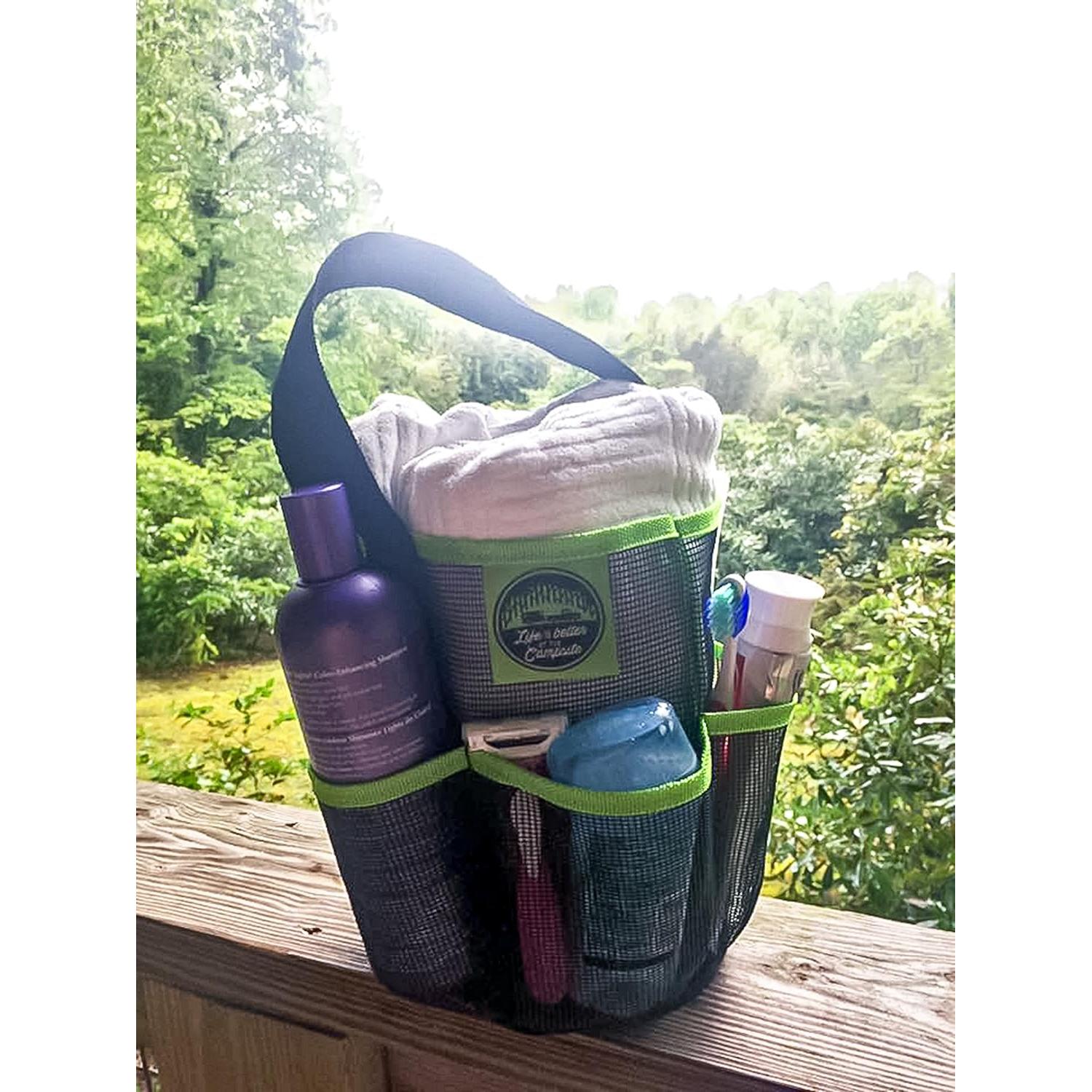 Caddy de Ducha Camco 51997 Malla Negro y Verde 22.86 cm