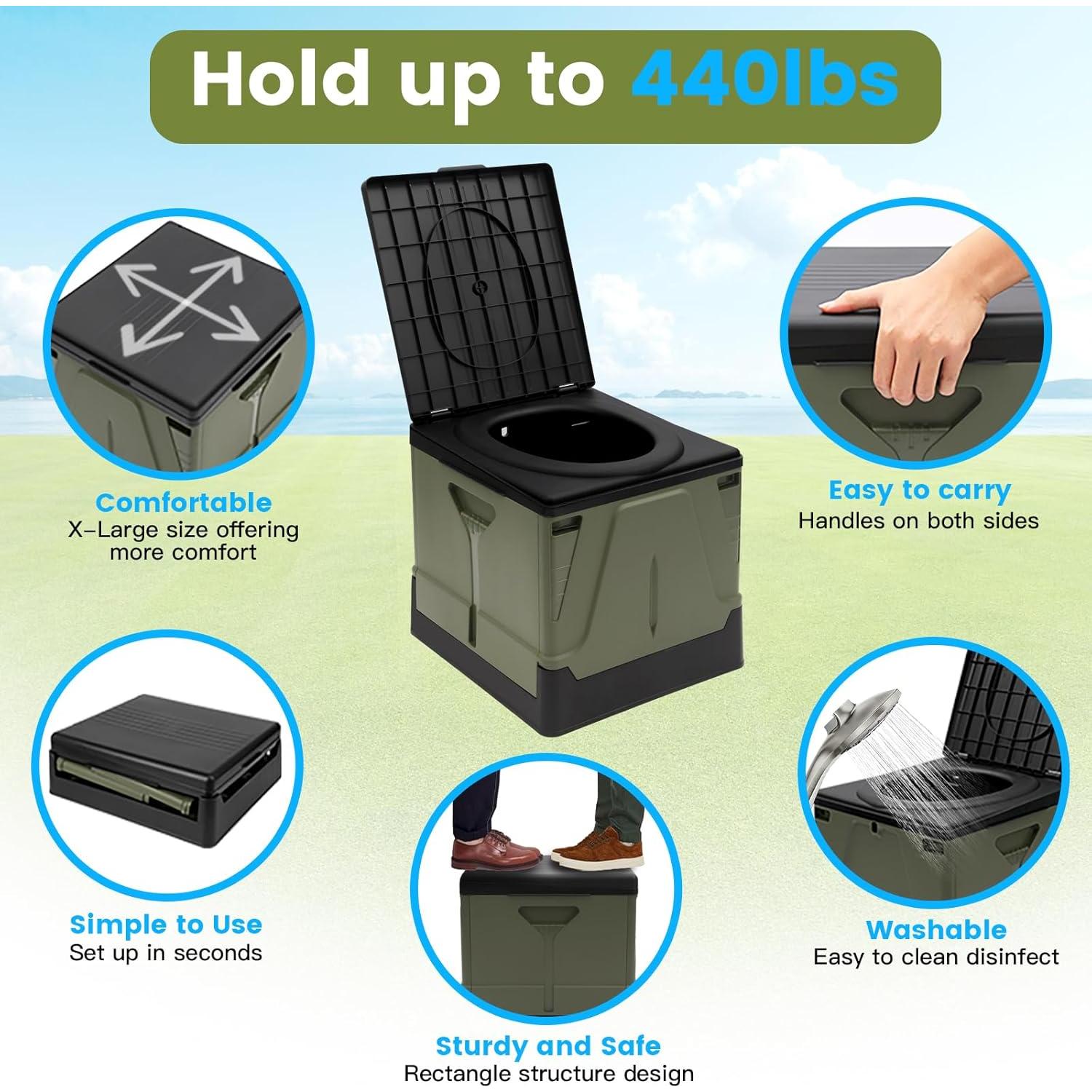 Inodoro Portátil ARCITON Plegable 38x36 cm Verde