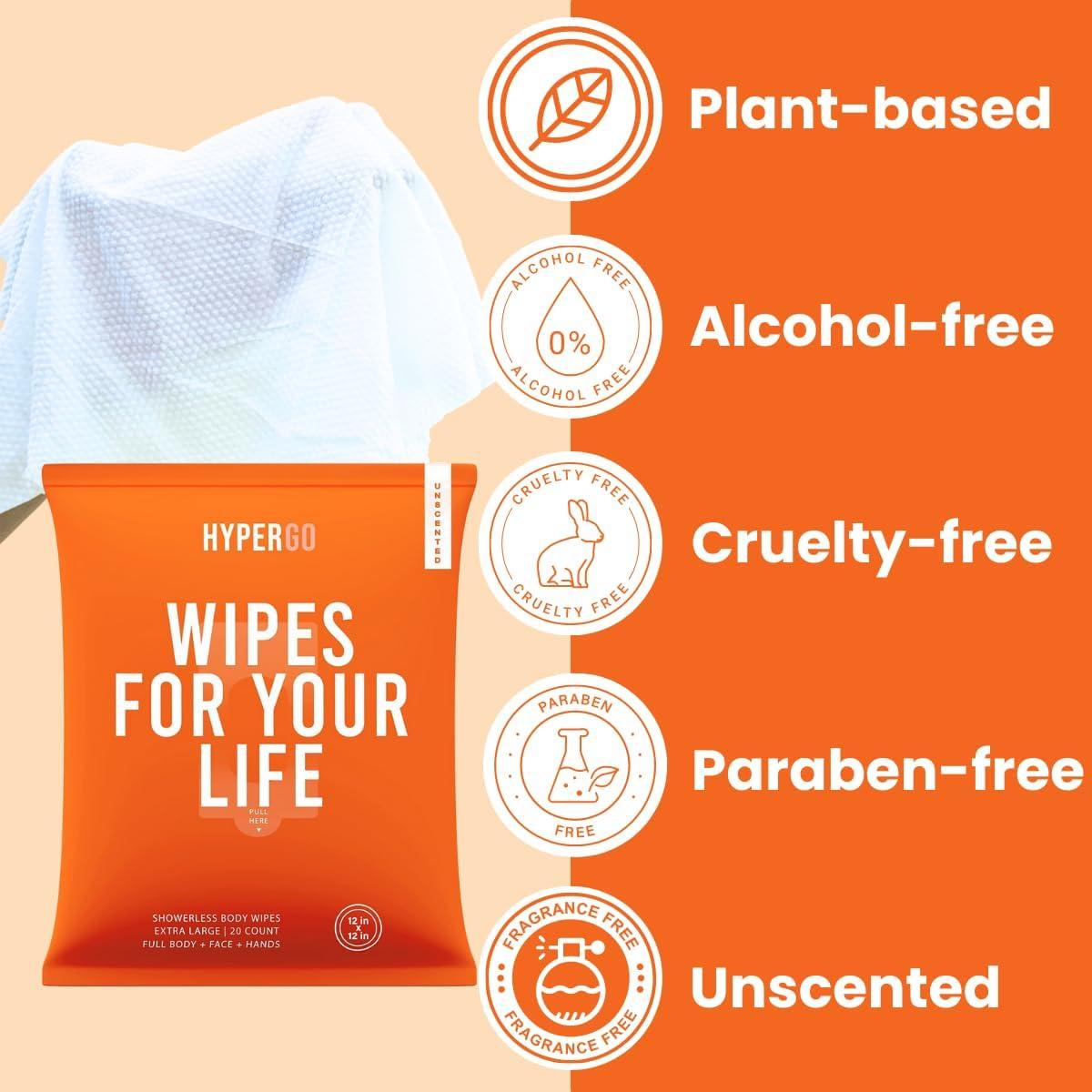 Toallitas Húmedas HyperGo 20 Paños Extra Grandes Sin Fragancia