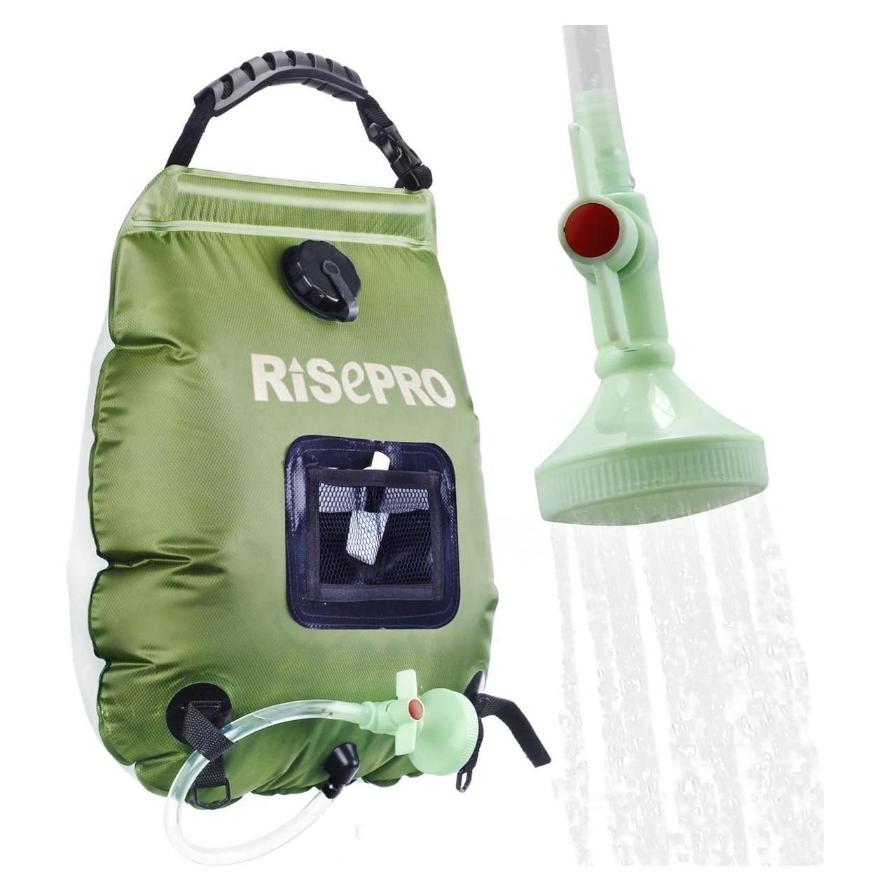 Bolsa de Ducha Solar RISEPRO 20L Calentamiento 45°C Camping