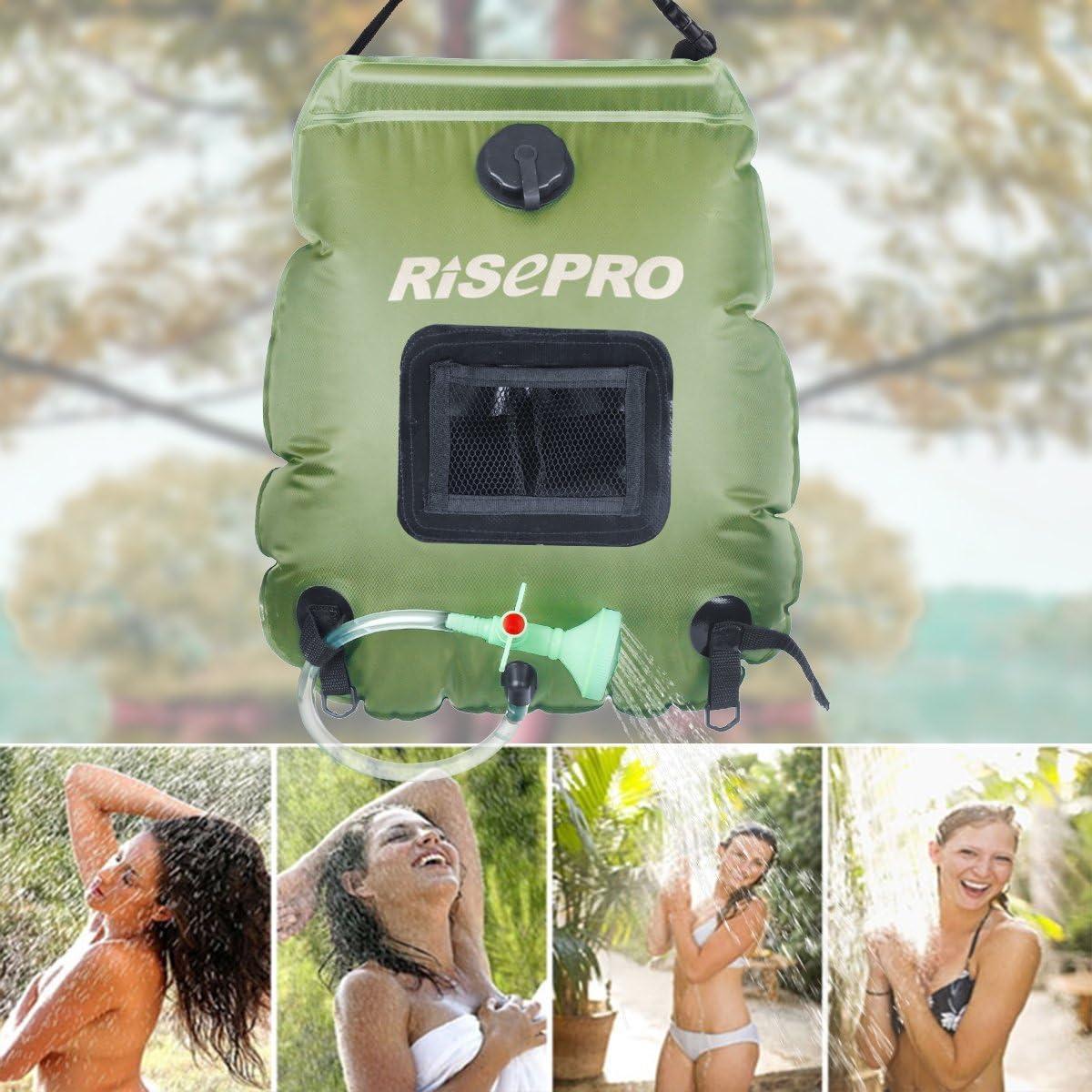 Bolsa de Ducha Solar RISEPRO 20L Calentamiento 45°C Camping