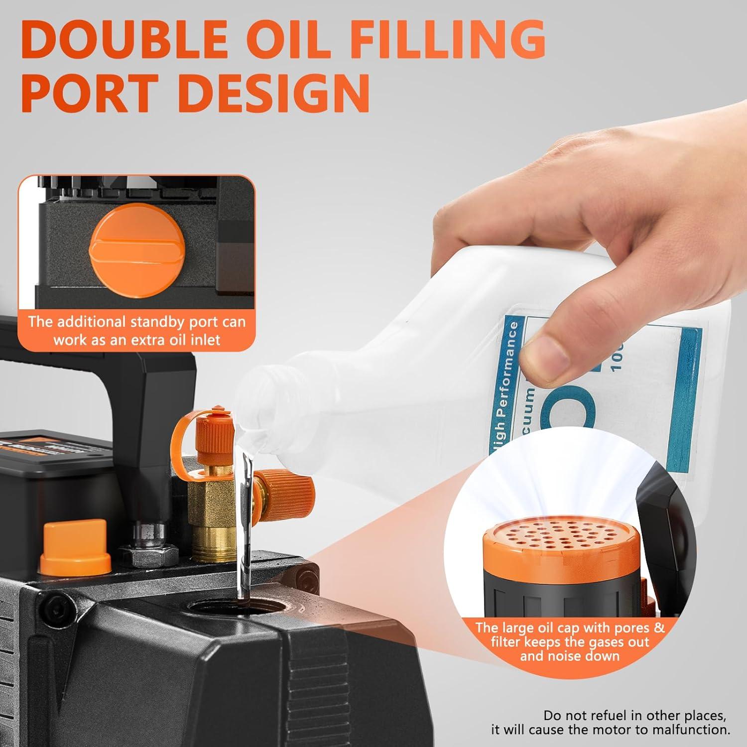 Bomba de vacío POADTOR 5CFM 1/2HP 37.5 micrones 110V