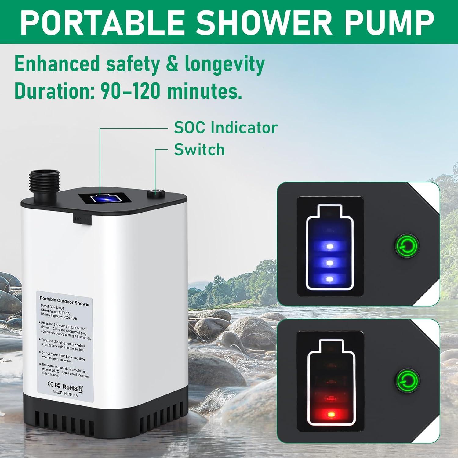 Bomba de Ducha Portátil Tadomoe 5 Galones 3 Modos de Rociado