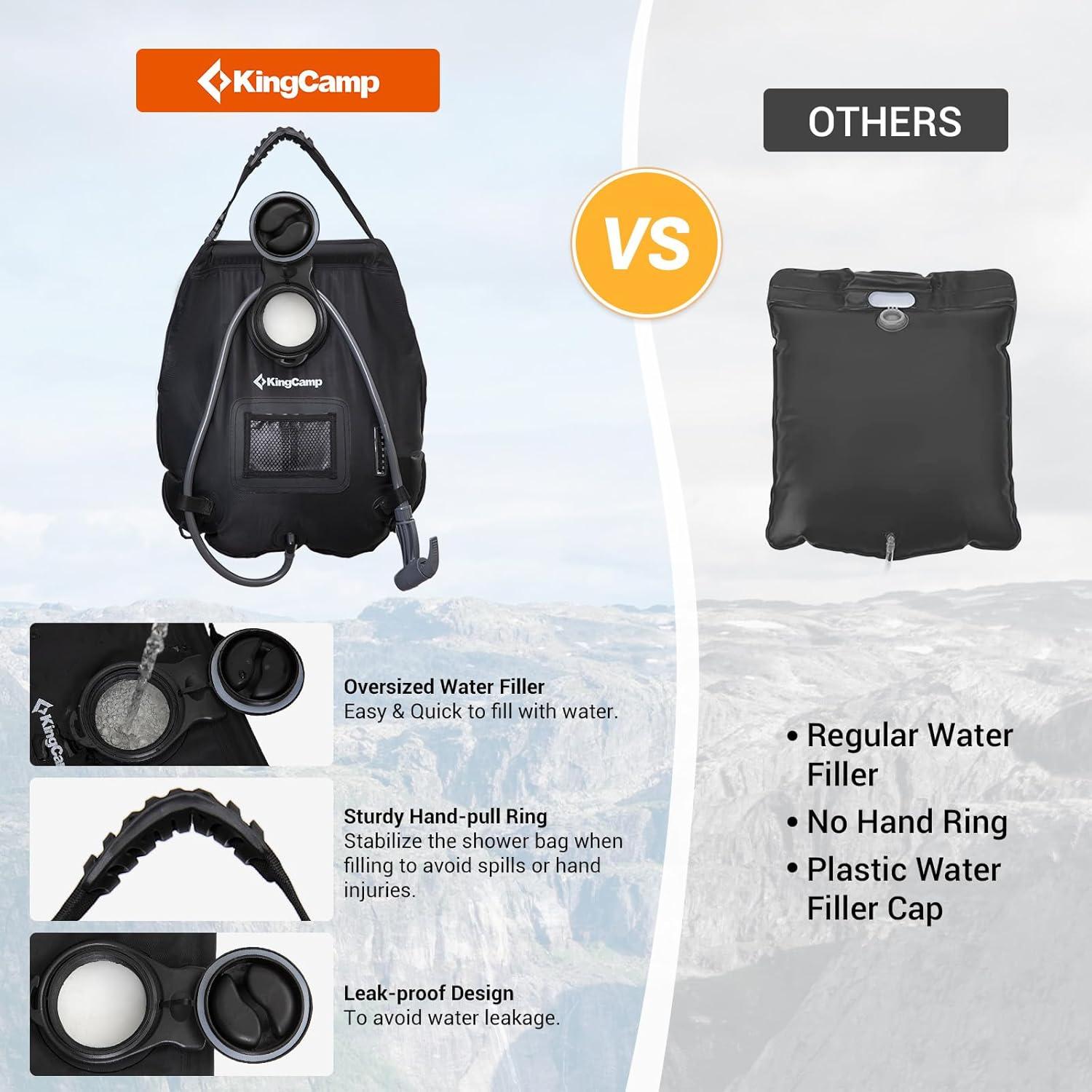 Ducha Solar KingCamp 20L Ligera y Portátil con Termómetro