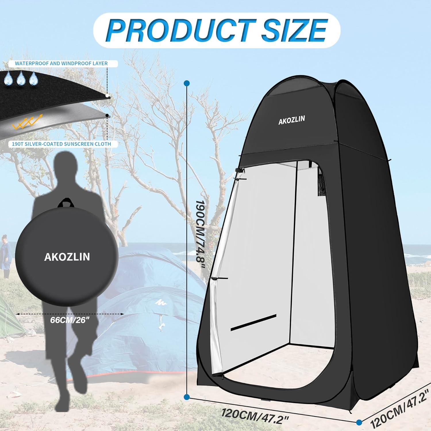 Carpa de Ducha Plegable AKOZLIN 1.88m Impermeable Negra