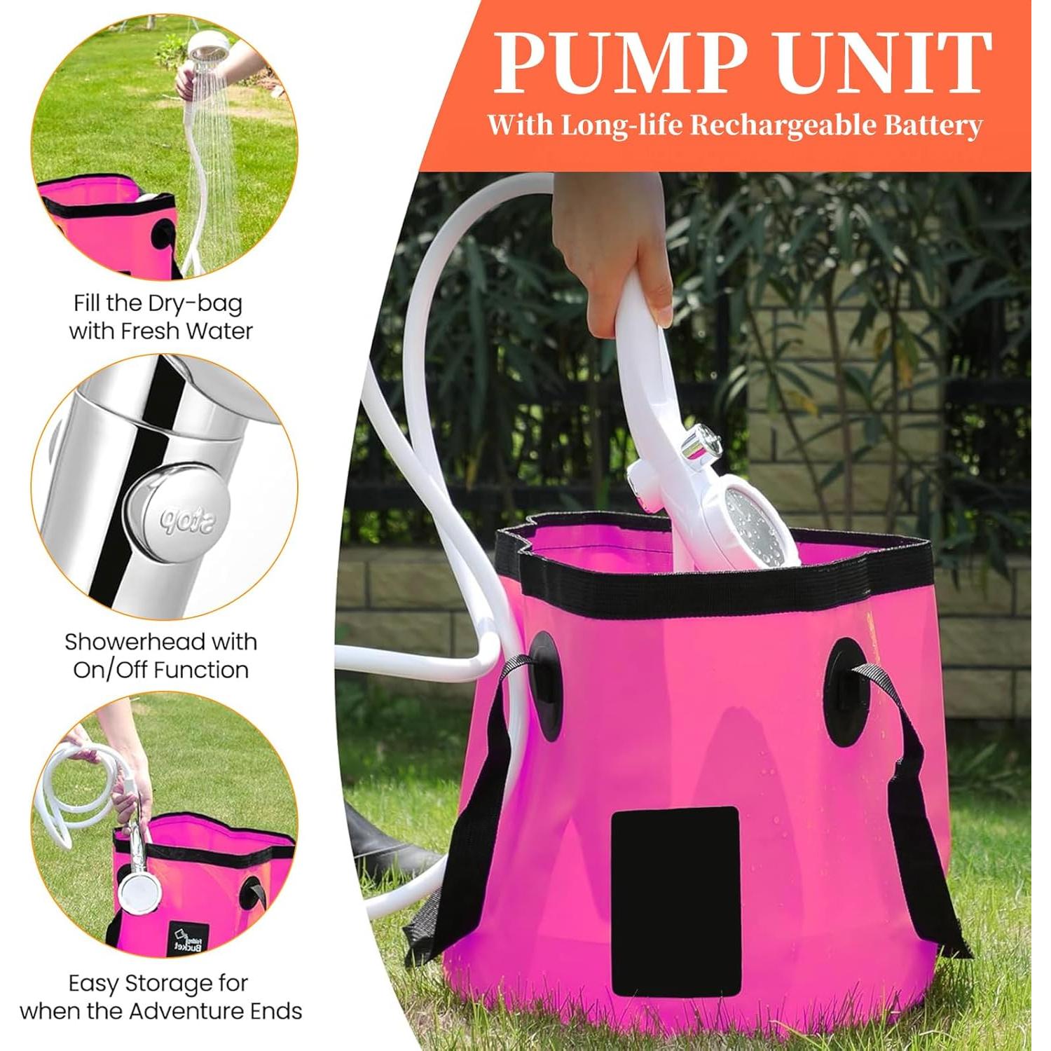 Ducha Solar Portátil Enjylaif 20L con Cabezal y Manguera