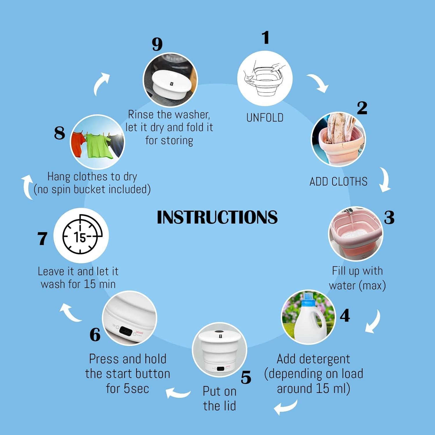 Mini Lavadora Portátil PETOLUTION PET-WM 2.04 kg Plegable