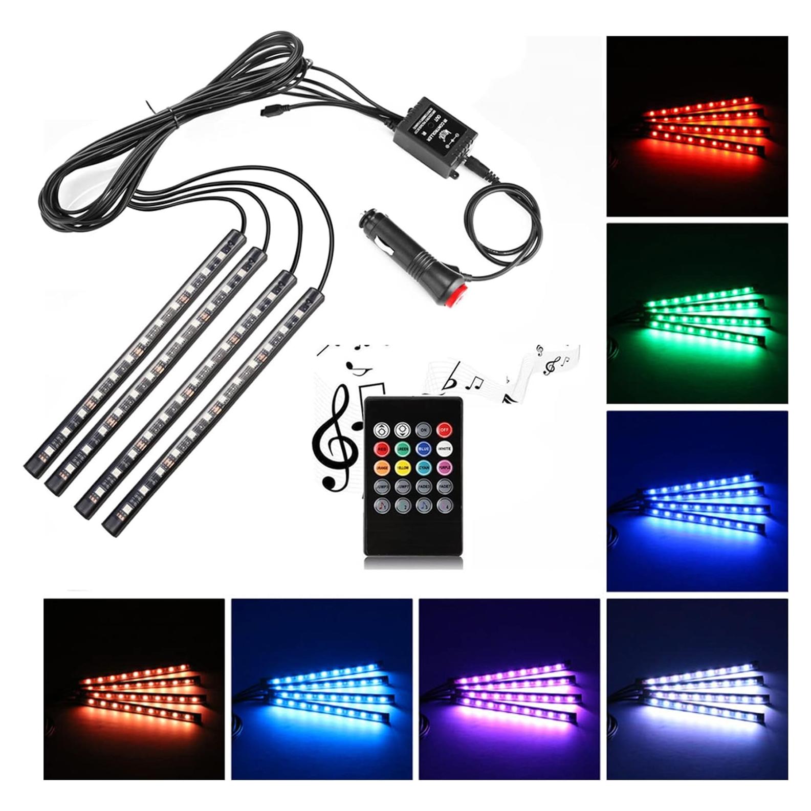 Tira de LED Uniwit 4 Piezas 72 LED Multicolor para Coche