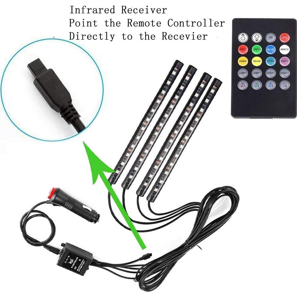 Tira de LED Uniwit 4 Piezas 72 LED Multicolor para Coche
