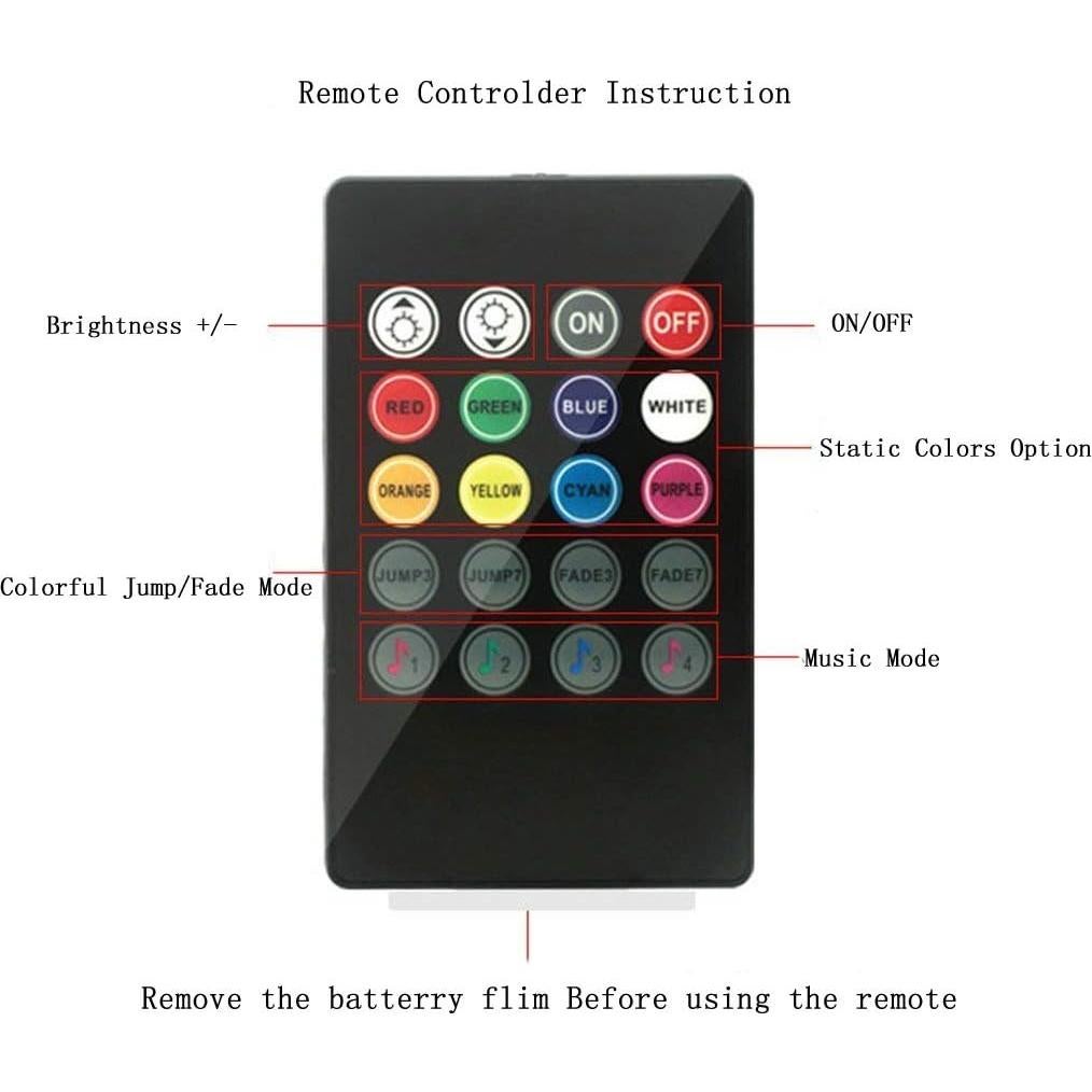 Tira de LED Uniwit 4 Piezas 72 LED Multicolor para Coche
