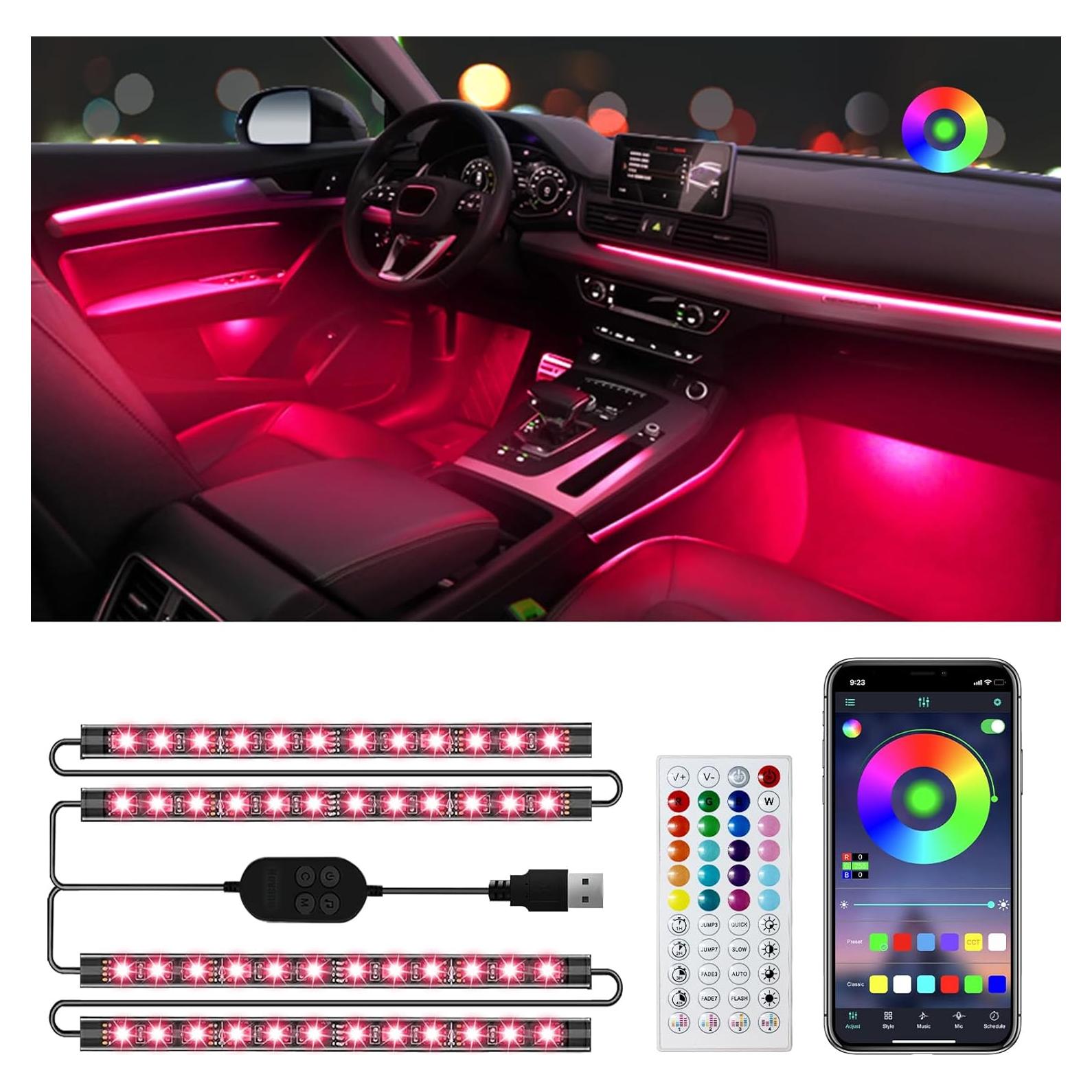 Luces LED RGB para Auto Hovano - Control App, 48 LEDs