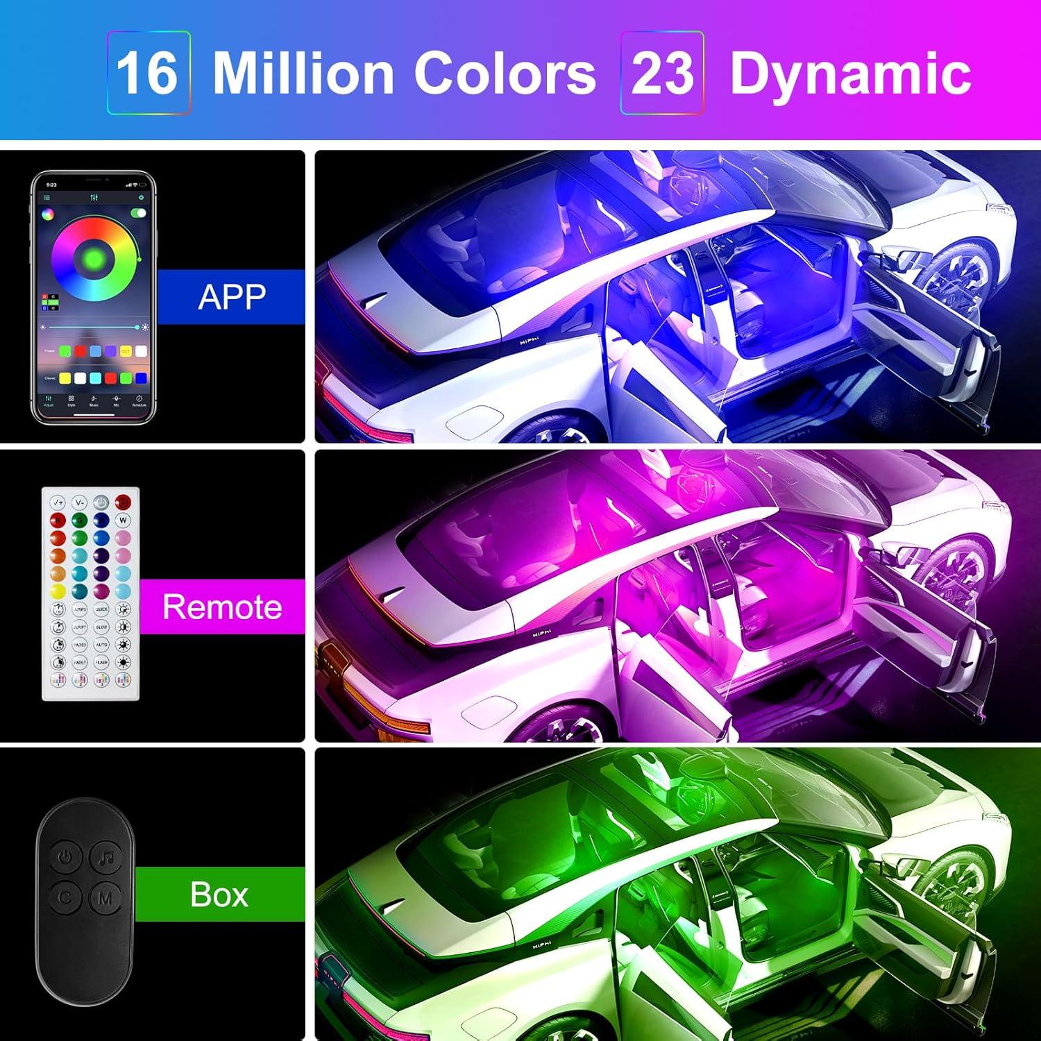 Luces LED RGB para Auto Hovano - Control App, 48 LEDs