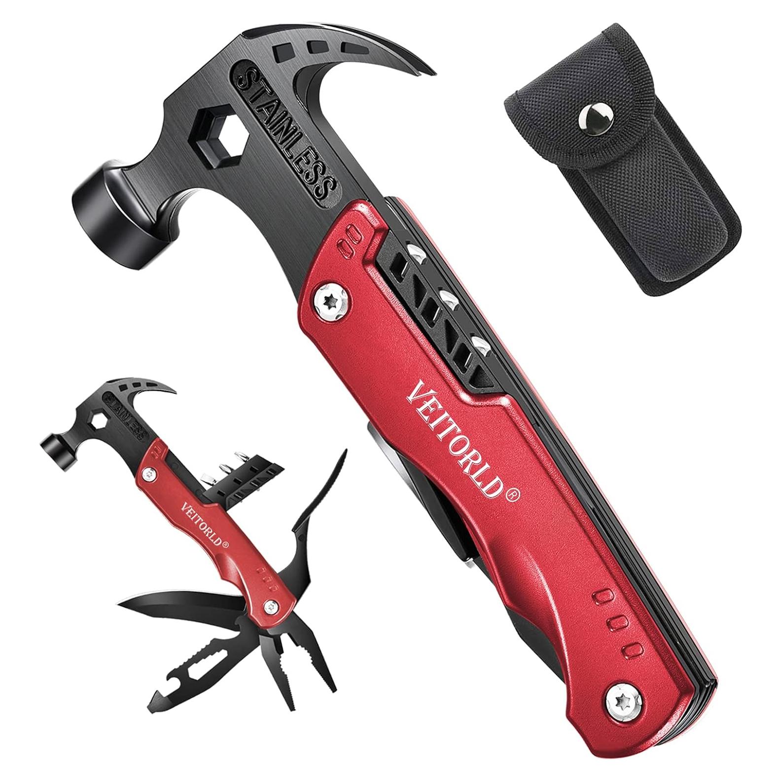 Martillo Multiherramienta VEITORLD 14 en 1 Rojo - Regalo Único