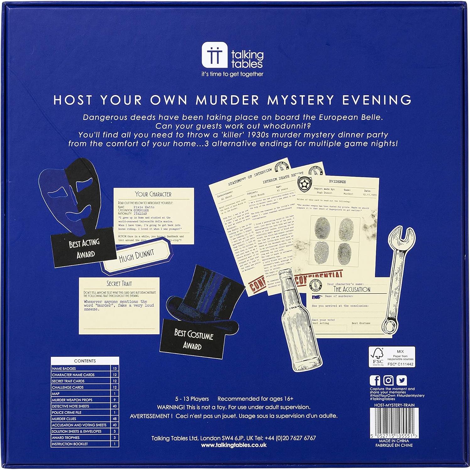 Kit de Juego de Misterio de Asesinato Talking Tables 1930