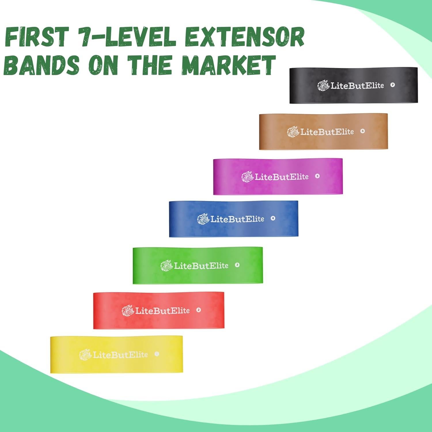 Bandas Extensoras de 7 Niveles LiteButElite para Rehabilitación
