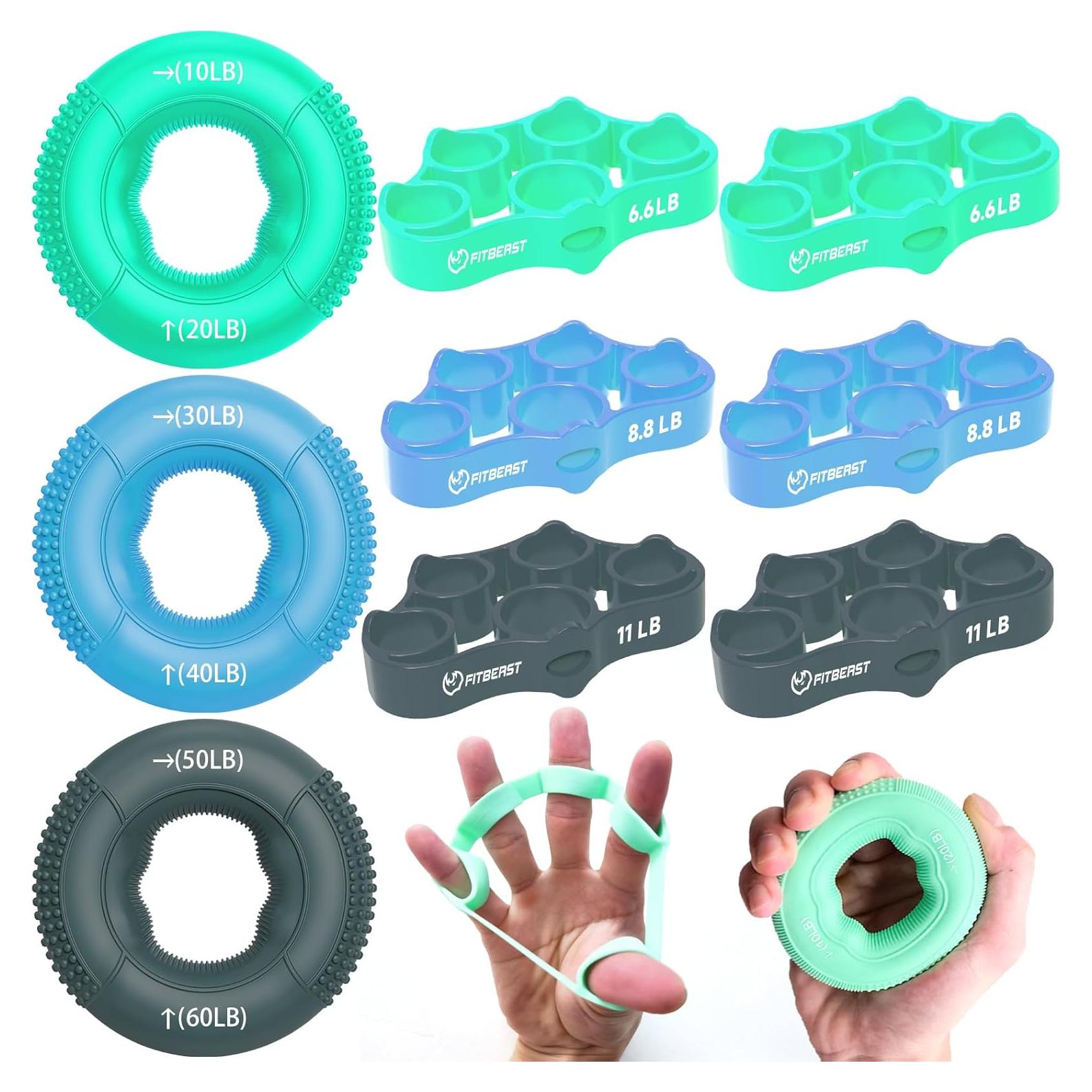 Kit de Fortalecimiento de Mano FitBeast 9 Piezas Verde