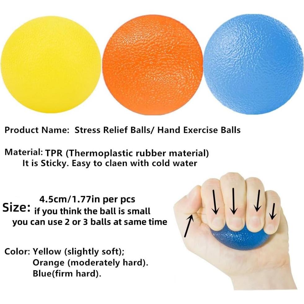 Set de 3 Pelotas Antiestrés FMELAH 4.5cm Resistencia Ajustable