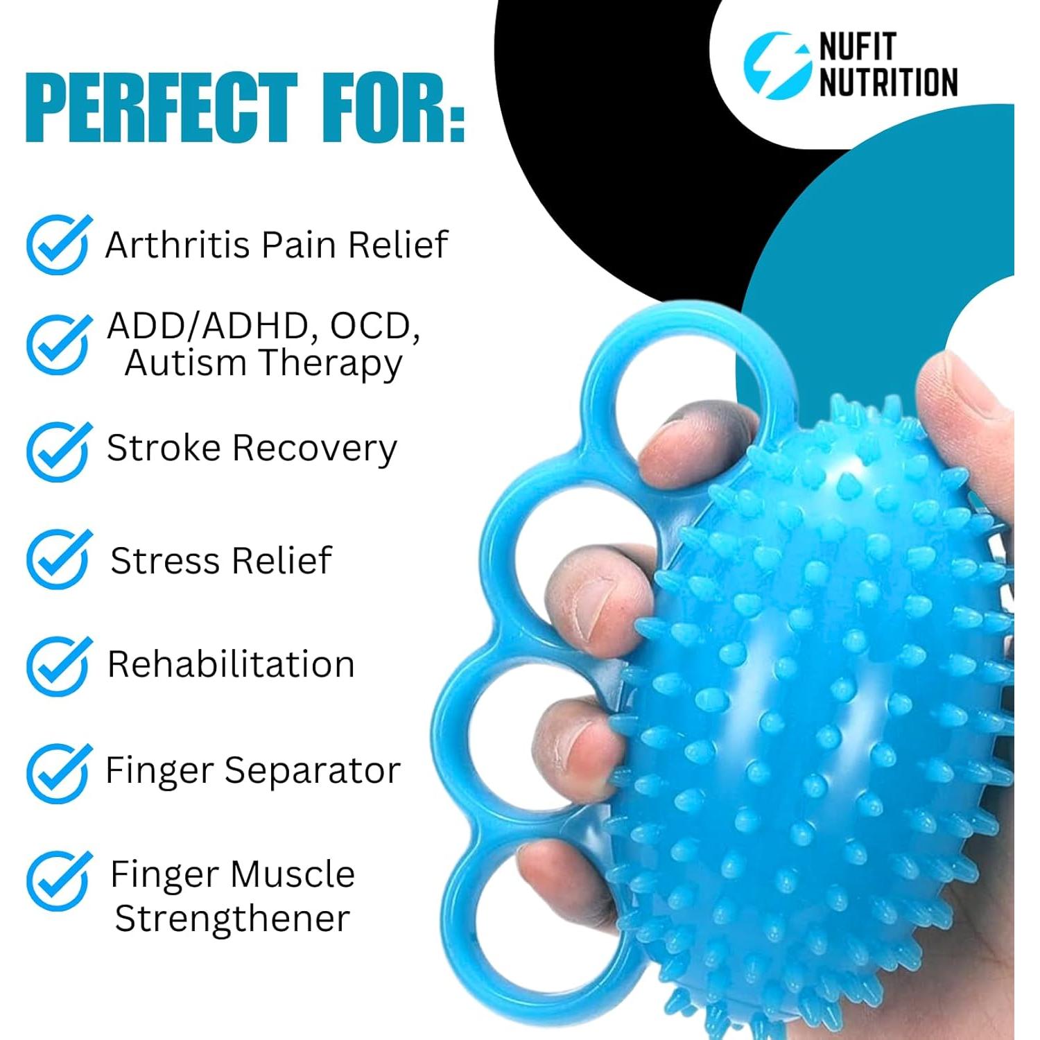 Fortalecedor de Mano NuFit - Bola de Terapia Azul 12 cm