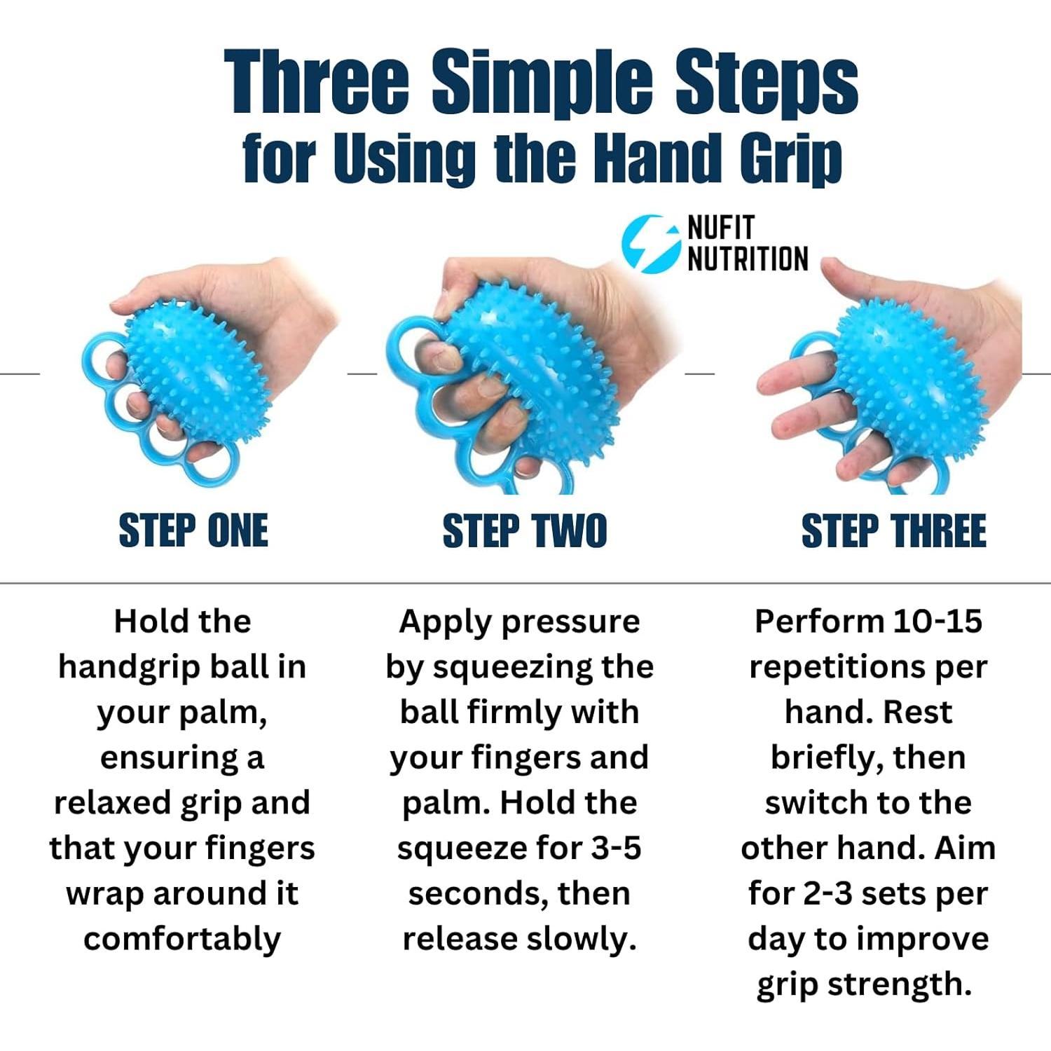 Fortalecedor de Mano NuFit - Bola de Terapia Azul 12 cm