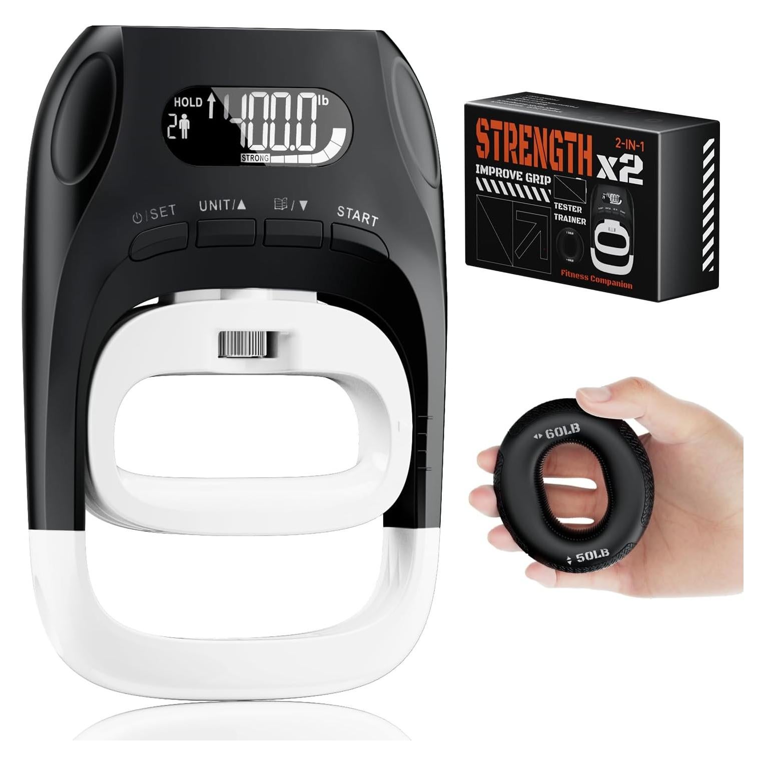 Dinamómetro de mano digital Uthpra 2 en 1 con anillo de resistencia