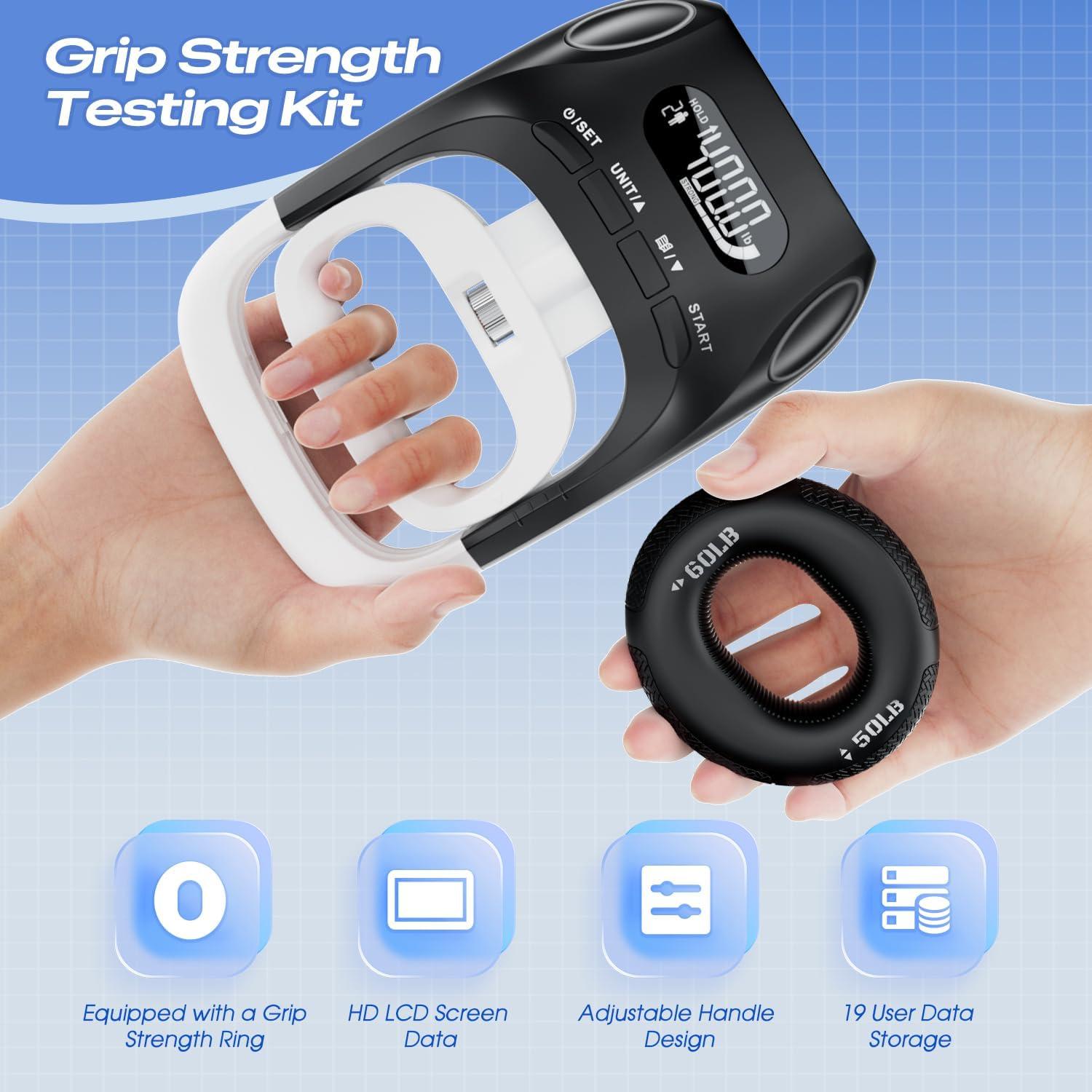 Dinamómetro de mano digital Uthpra 2 en 1 con anillo de resistencia