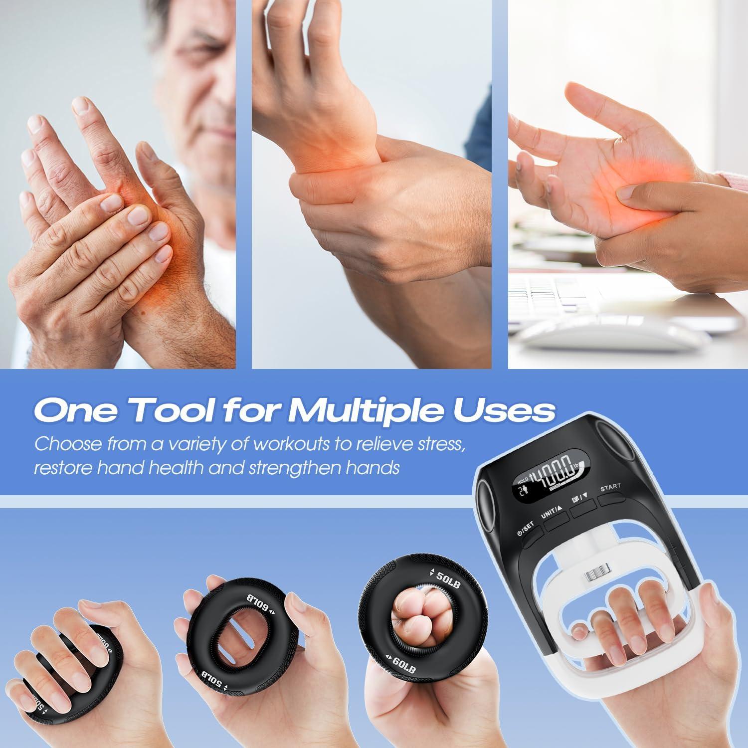 Dinamómetro de mano digital Uthpra 2 en 1 con anillo de resistencia