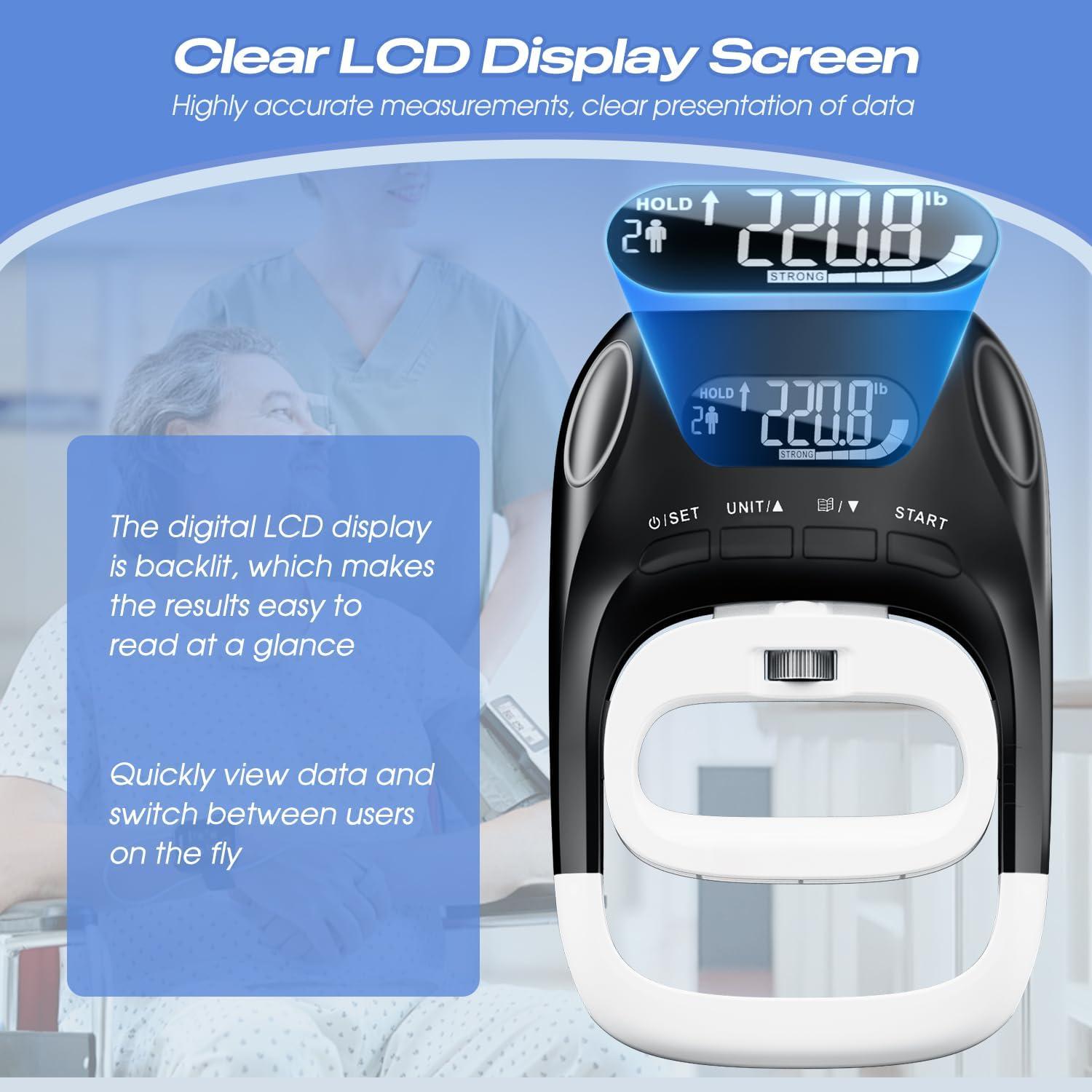 Dinamómetro de mano digital Uthpra 2 en 1 con anillo de resistencia