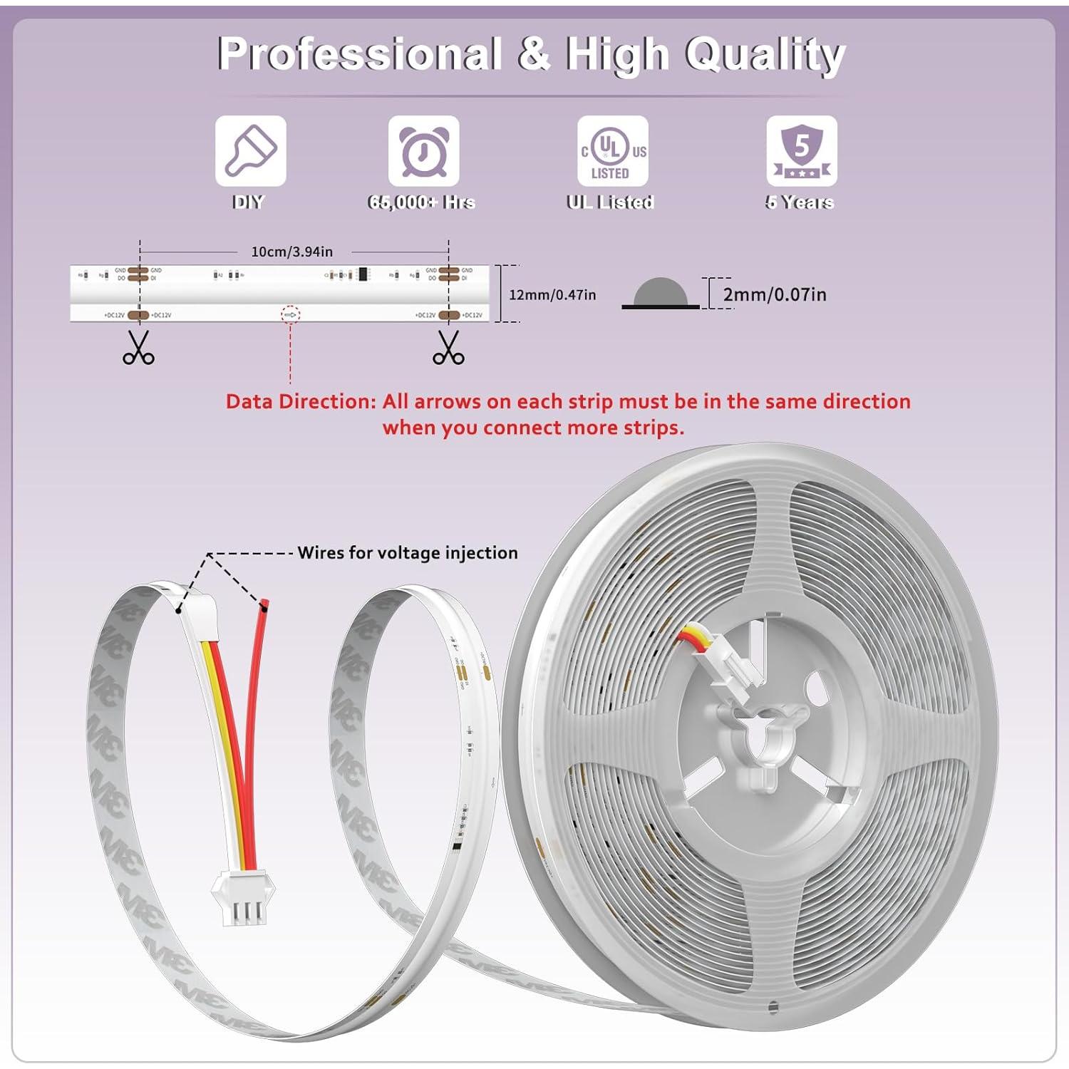 Tira LED COB RGB MIWISE 6,1m Control APP y Voz