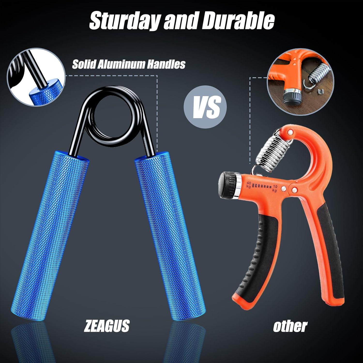 Entrenador de Fuerza de Agarre ZEAGUS 4 Pack 22-90 kg