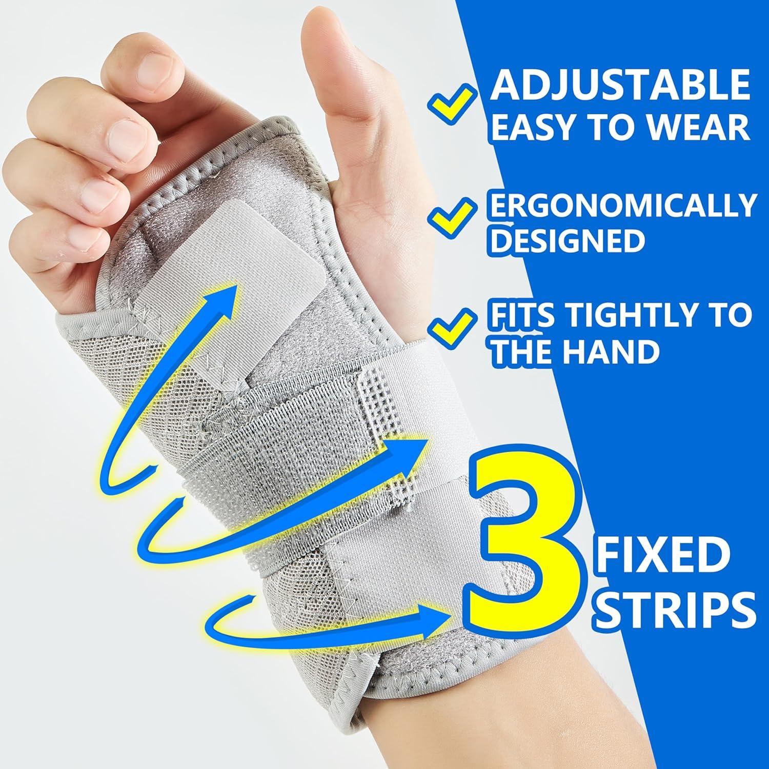 Férula de Muñeca Ajustable para Síndrome del Túnel Carpiano - Gris Derecho