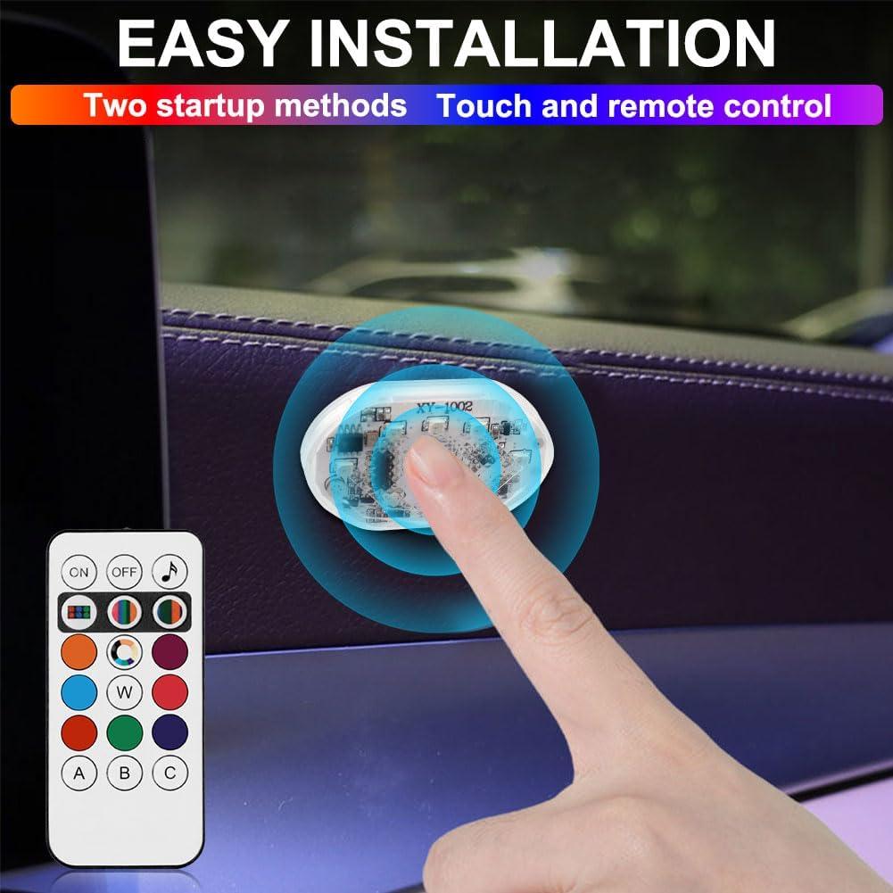 Luces LED Interior Automóvil TEKSHINNY FWD 4 Pcs RGB Recargables